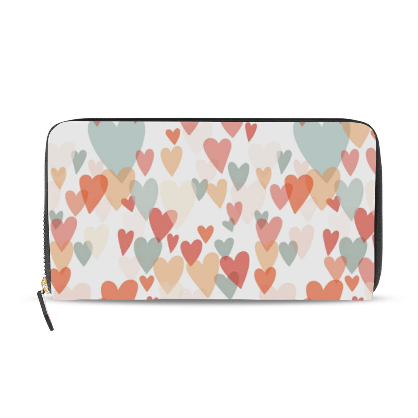 Colorful Peach Wallet for Women - RFID Blocking Card Holder with Zipper Purse & Wrist Strap | Phone Clutch Wallet for Everyday Use, Travel & Shopping