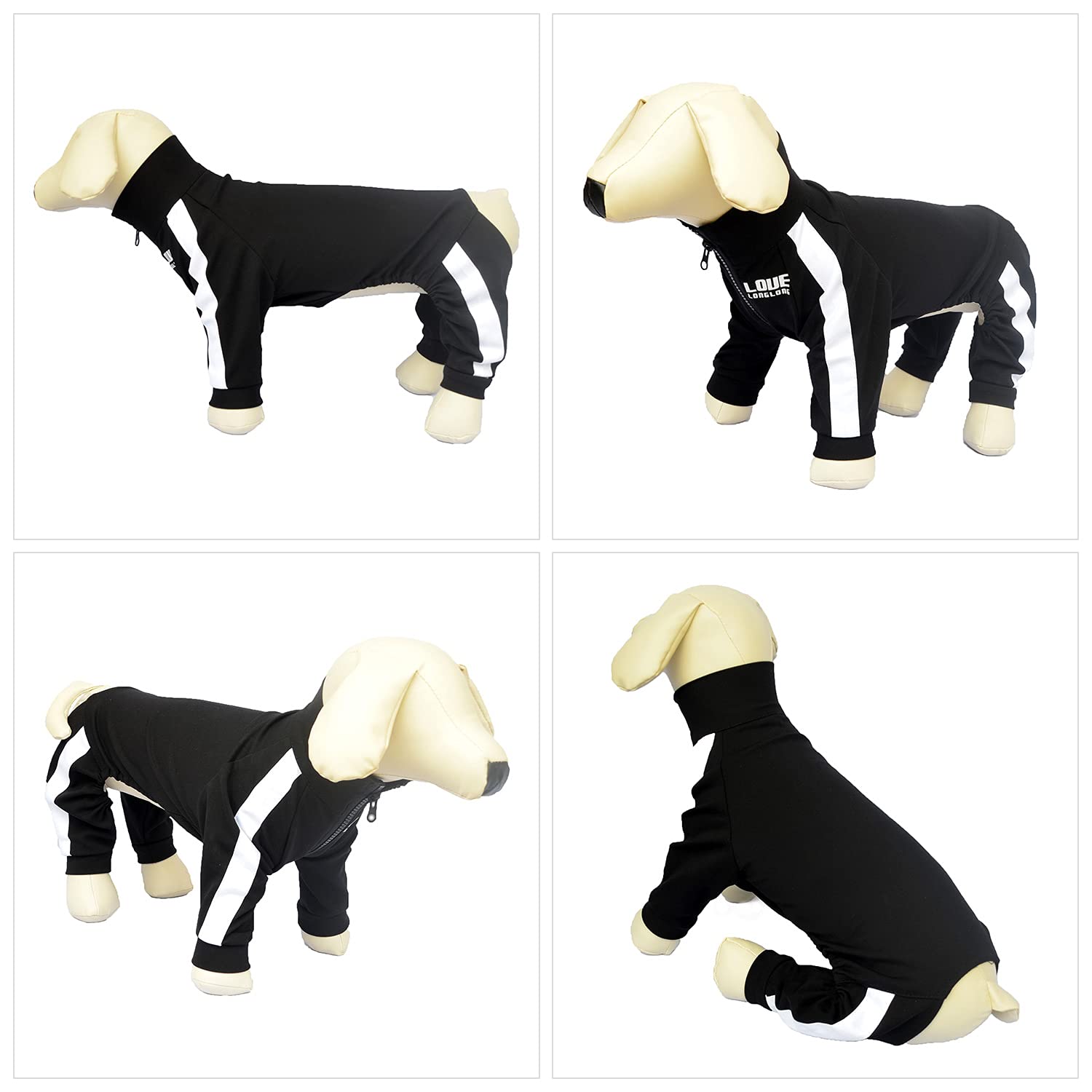 Zipper Dog Sweatshirt - 4-Legs Covered Sport Suit, Breathable & Comfortable Dog Sweater for Small, Medium & Large Dogs - Black XS | Perfect for Outdoor Adventures, Winter Walks & Pet Fashion