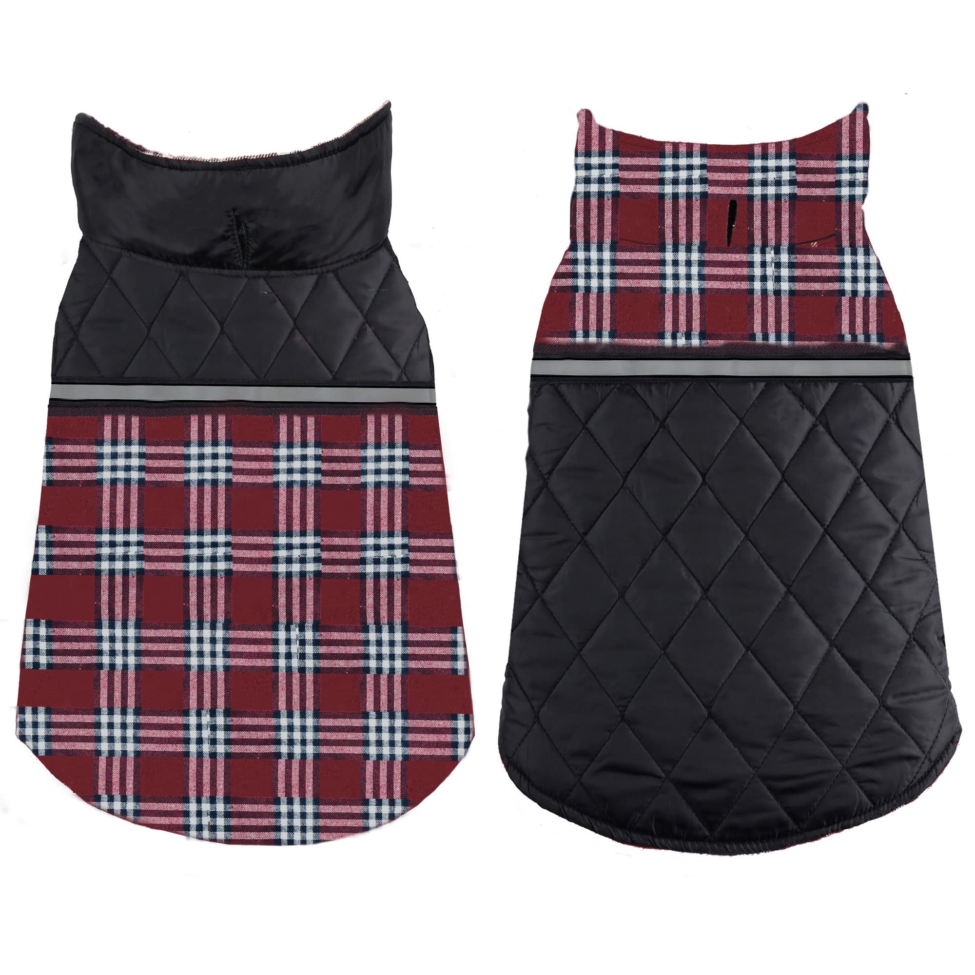 Waterproof Windproof Reversible British Plaid Dog Vest - Winter Coat for Small Medium Large Dogs - Warm Dog Apparel for Cold Weather - Perfect for Outdoor Walks & Winter Adventures