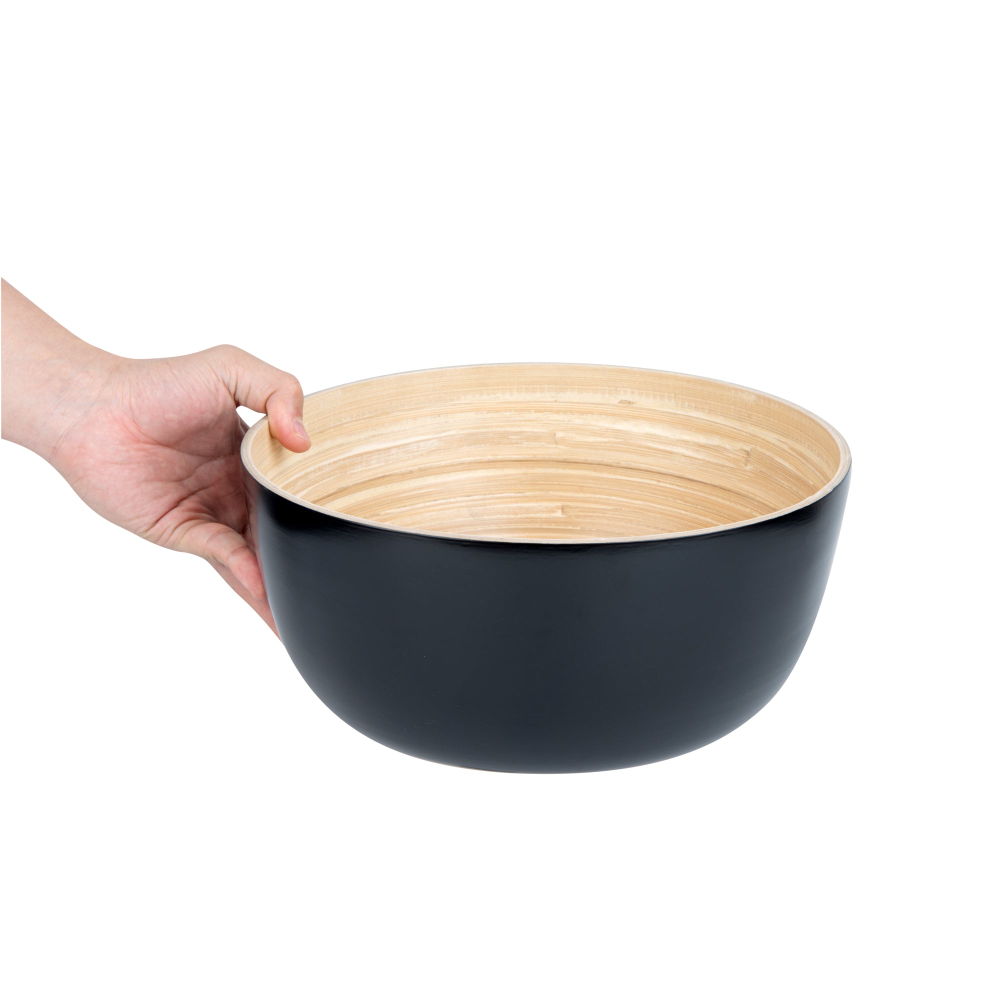 Bambuddha 30 oz Round Black Spun Bamboo Large Salad Bowl - 11 x 11 x 5.5 Inches - Perfect for Serving Salads, Pasta, Fruits & Party Snacks - Eco-Friendly Kitchenware (1 Count)