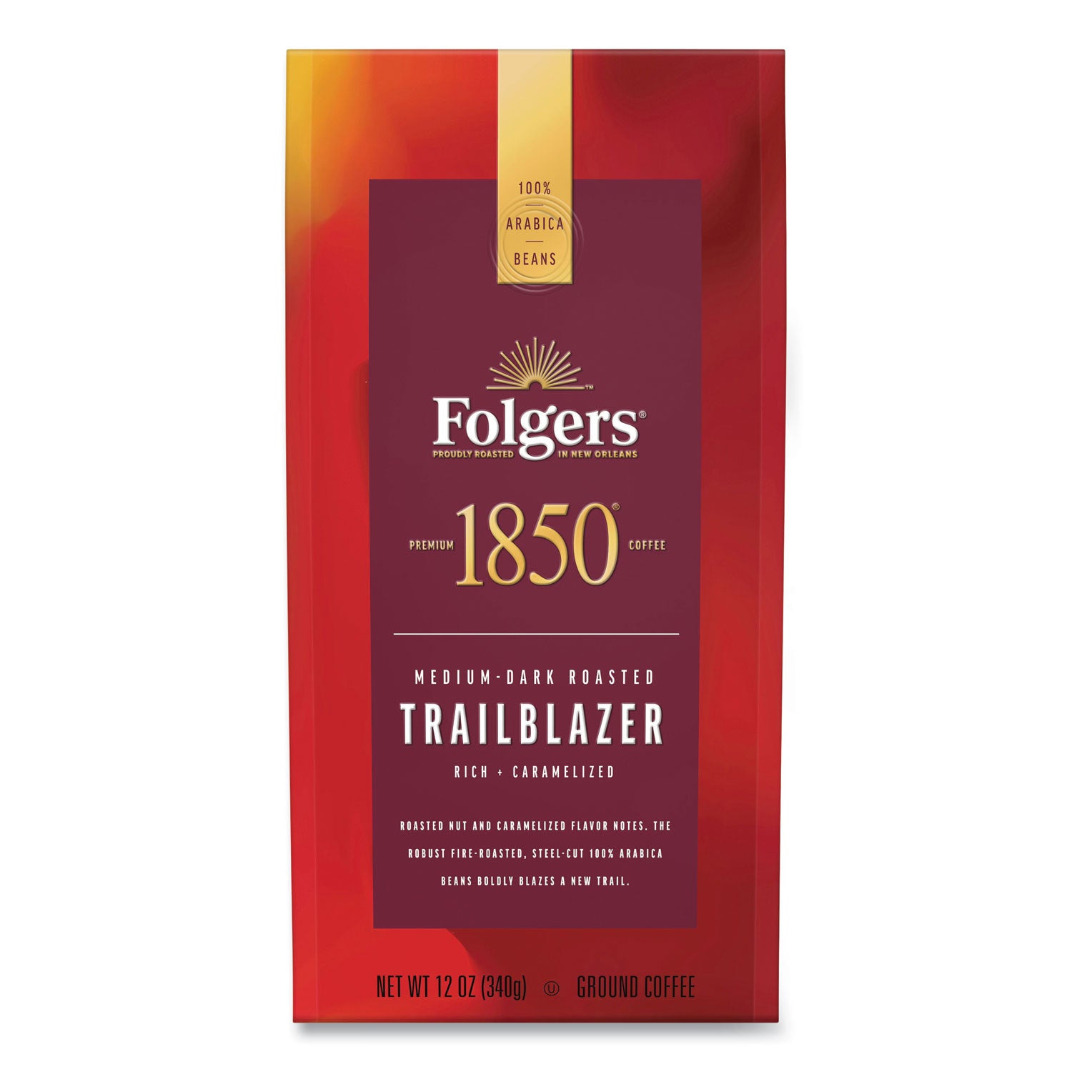 1850 Coffee Trailblazer Medium Roast Ground Coffee - 12 oz Bag (Pack of 6) | Premium Coffee for Camping, Hiking & Outdoor Adventures