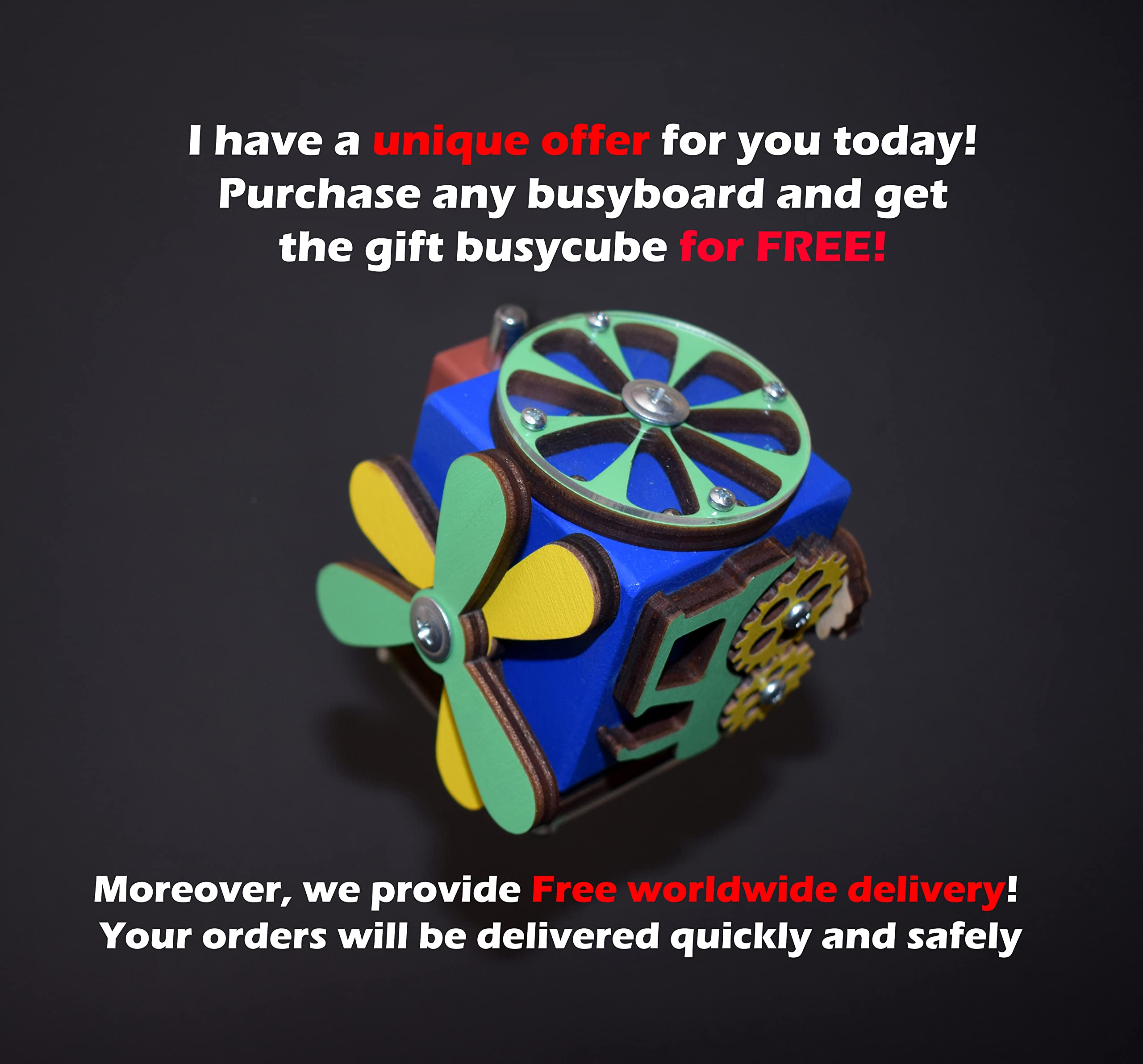 Montessori Busy Board for Toddlers - Wooden Sensory Activity Toy for 1 Year Old | First Birthday & Christmas Gift | Learning Developmental Toy for Fine Motor Skills | Home, Travel & Daycare Use