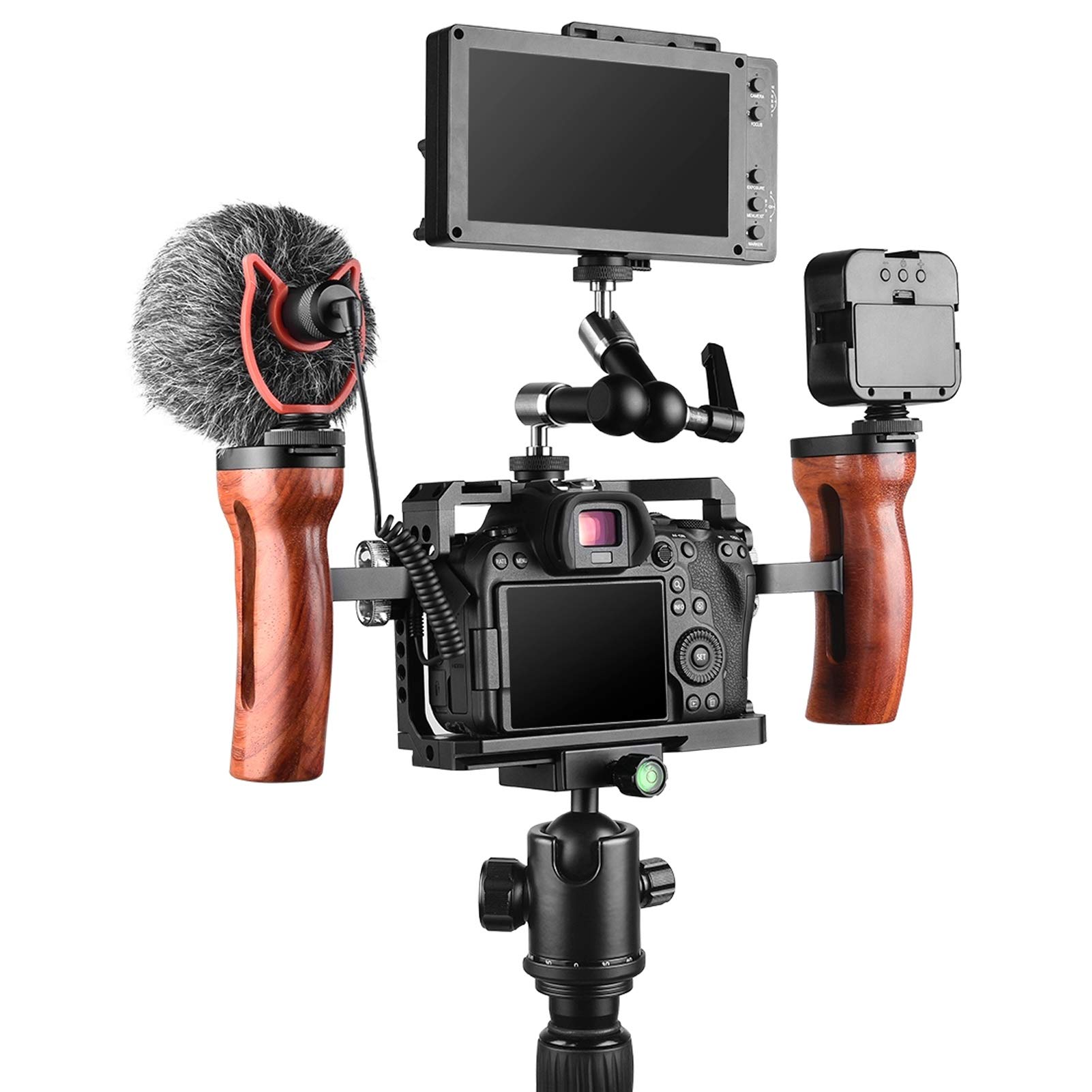 A72 Wooden Camera Cage Handle - Professional Video & Photography Expansion Bracket Support for DSLR/Mirrorless Cameras - Perfect for Vlogging, Filmmaking and Studio Shoots