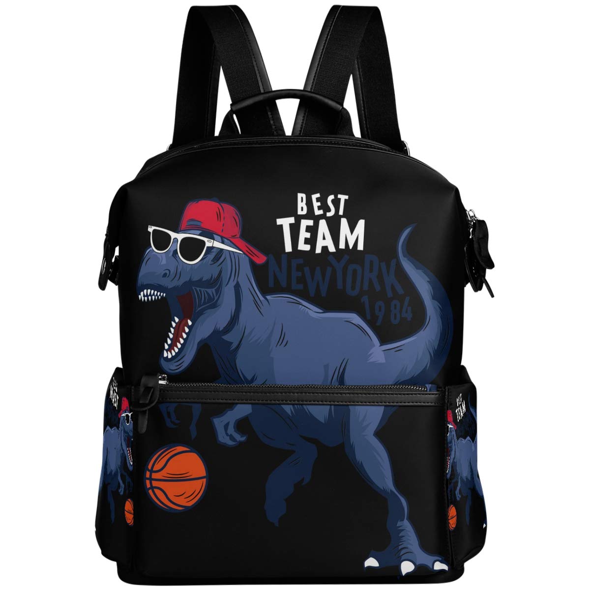 Dinosaur Basketball Backpack - Cute Cartoon Animal Design School Book Bag for Boys & Girls, Kids & Teens - Perfect for Travel, Hiking, Camping & Daily Use as Laptop Daypack