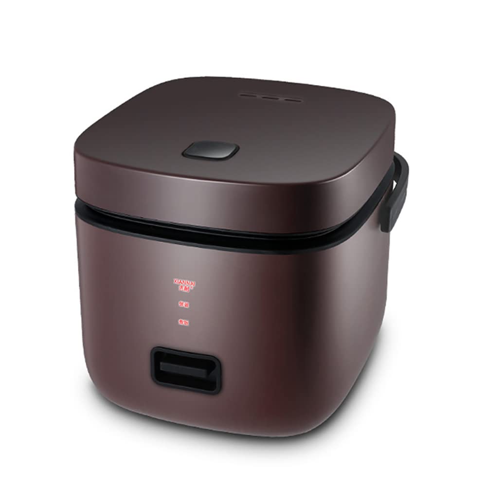 1.2L Mini Rice Cooker - Multi-Function Small Rice Cooker with Removable Nonstick Pot for Cooking Rice, Soup, Stews & Oatmeal, Perfect for 1-3 People, Compact & Portable for Dorms, Offices & Small Kitchens, Brown