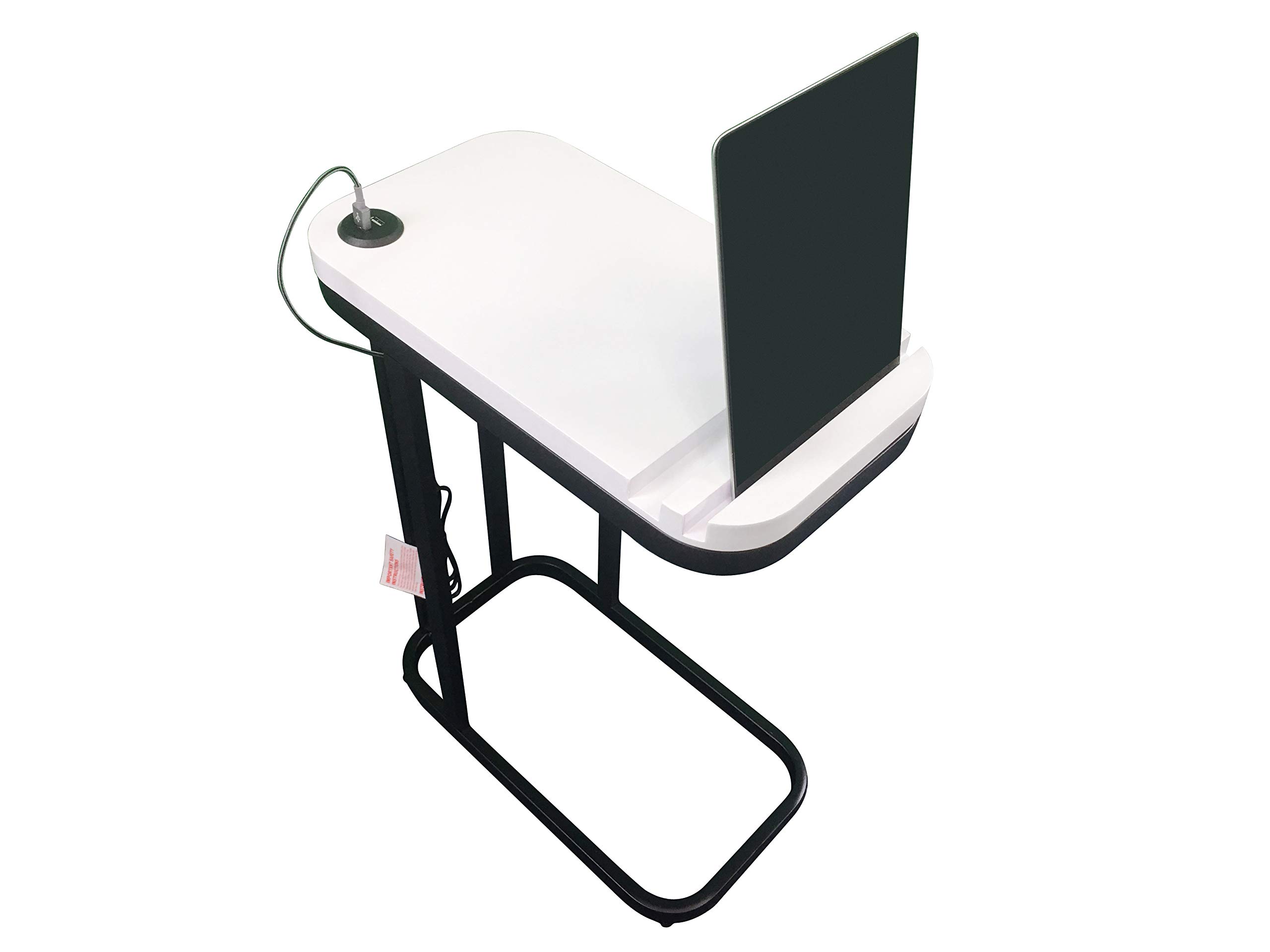SeeTable - Multi-Purpose Side Table with Device Stand | 2 UL Certified USB Charging Ports & Cord Management | 18