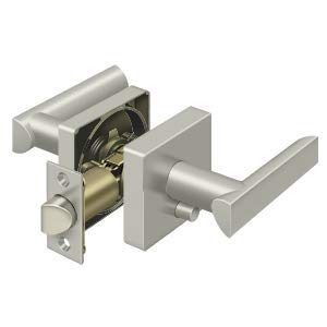 Deltana ZLLS2U15-LH Zinc Livingston Lever Door Handle with Square Escutcheon - Left Hand Privacy Lock for Interior Doors | Perfect for Bedrooms, Bathrooms & Home Privacy