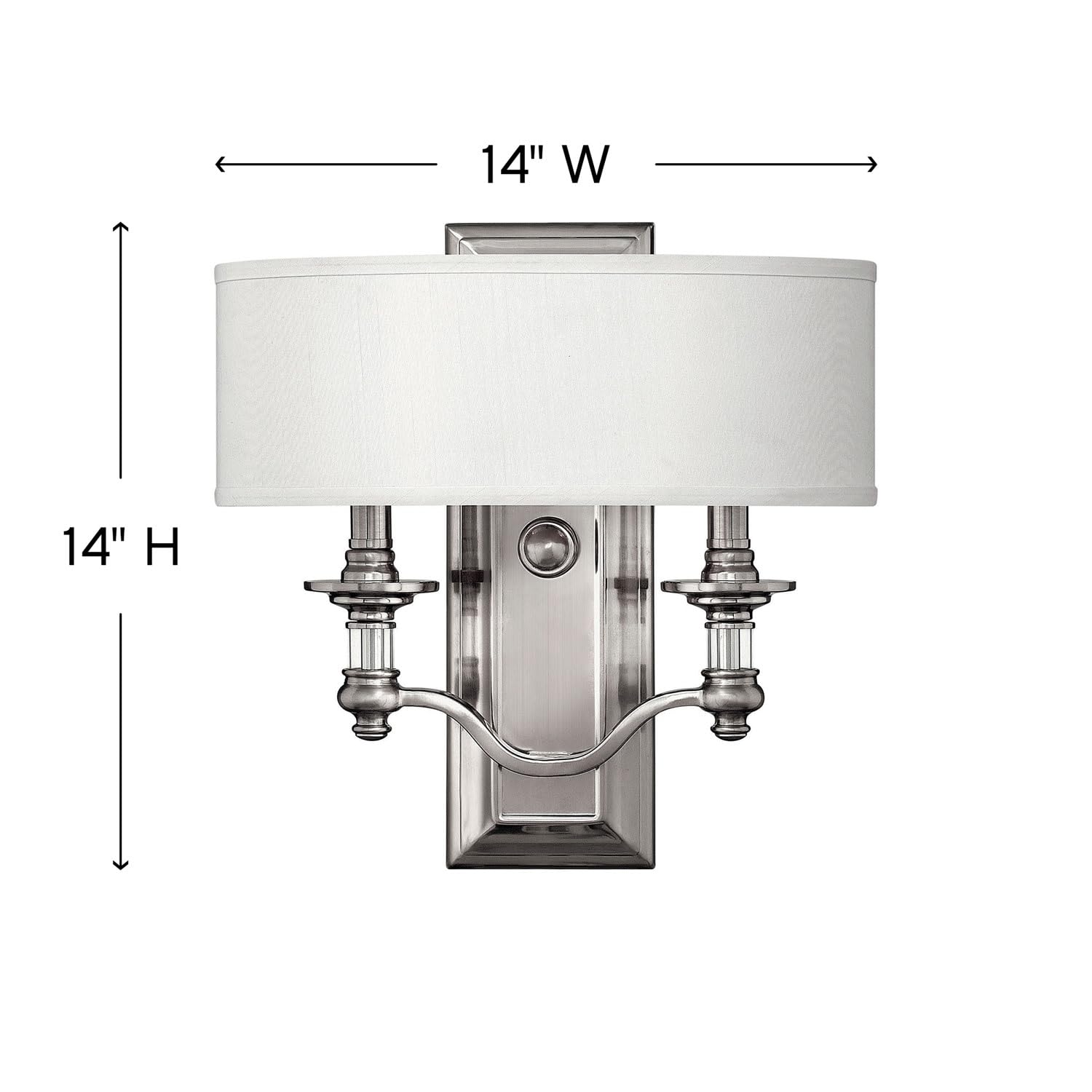 Hinkley 4900BN Traditional Two Light Wall Sconce - Sussex Collection in Pewter, Nickel, Brushed Steel & Silver Finish | Perfect for Bedroom, Hallway & Entryway Lighting
