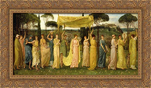 Walter Crane Gold Ornate Wood Framed Canvas Art - 24x14 Spring Landscape Wall Decor for Living Room, Bedroom & Office