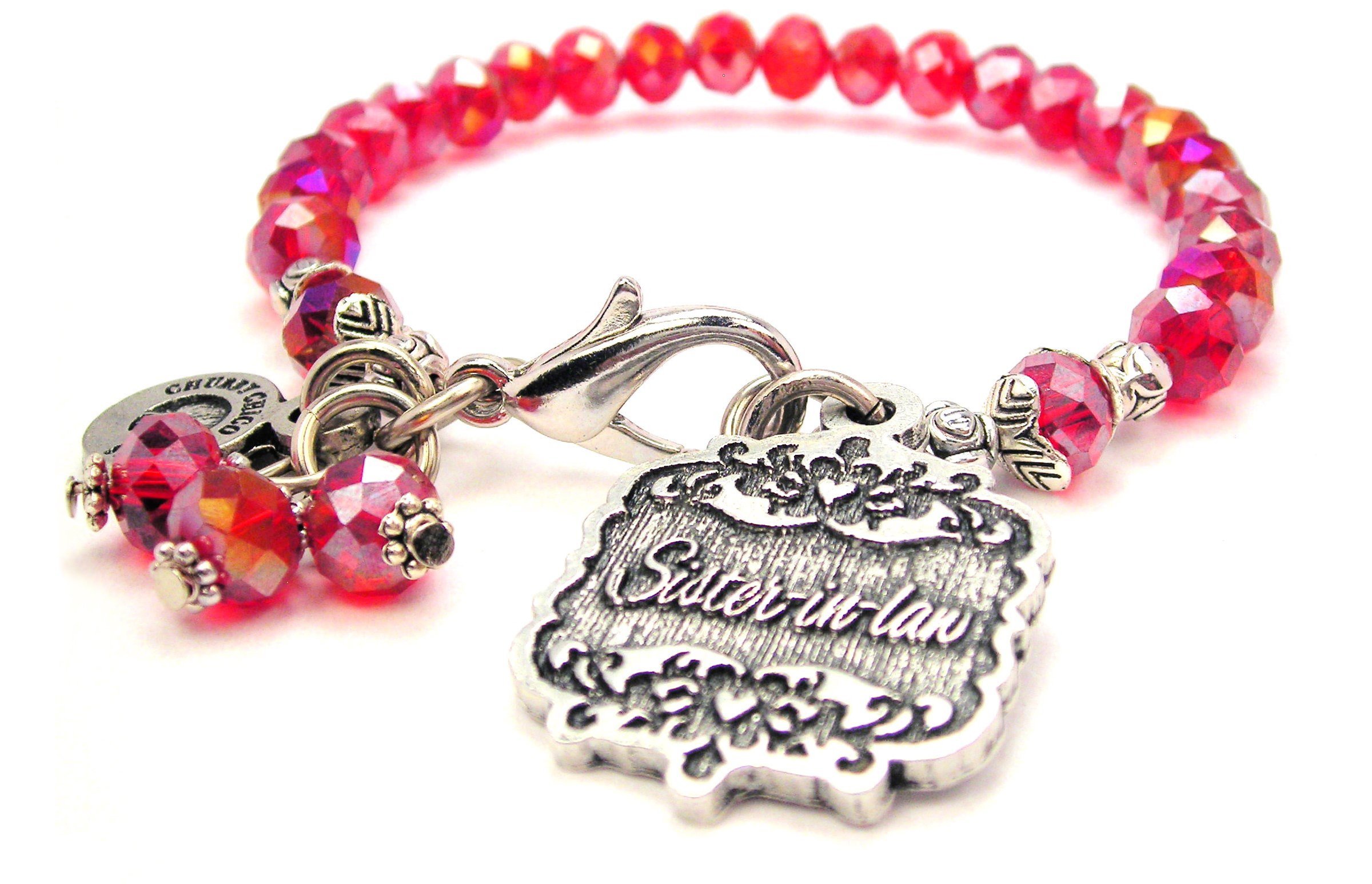 **Sister-in-Law Bracelet - Crimson Red Beaded Friendship Jewelry Gift for Women - Perfect for Birthdays, Anniversaries & Special Occasions**