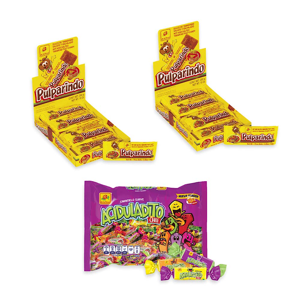 De La Rosa Pulparindo Tamarind Candy Bars - Pack of 4 | Sweet & Spicy Mexican Treat | Perfect for Parties, Snacking & Gifts