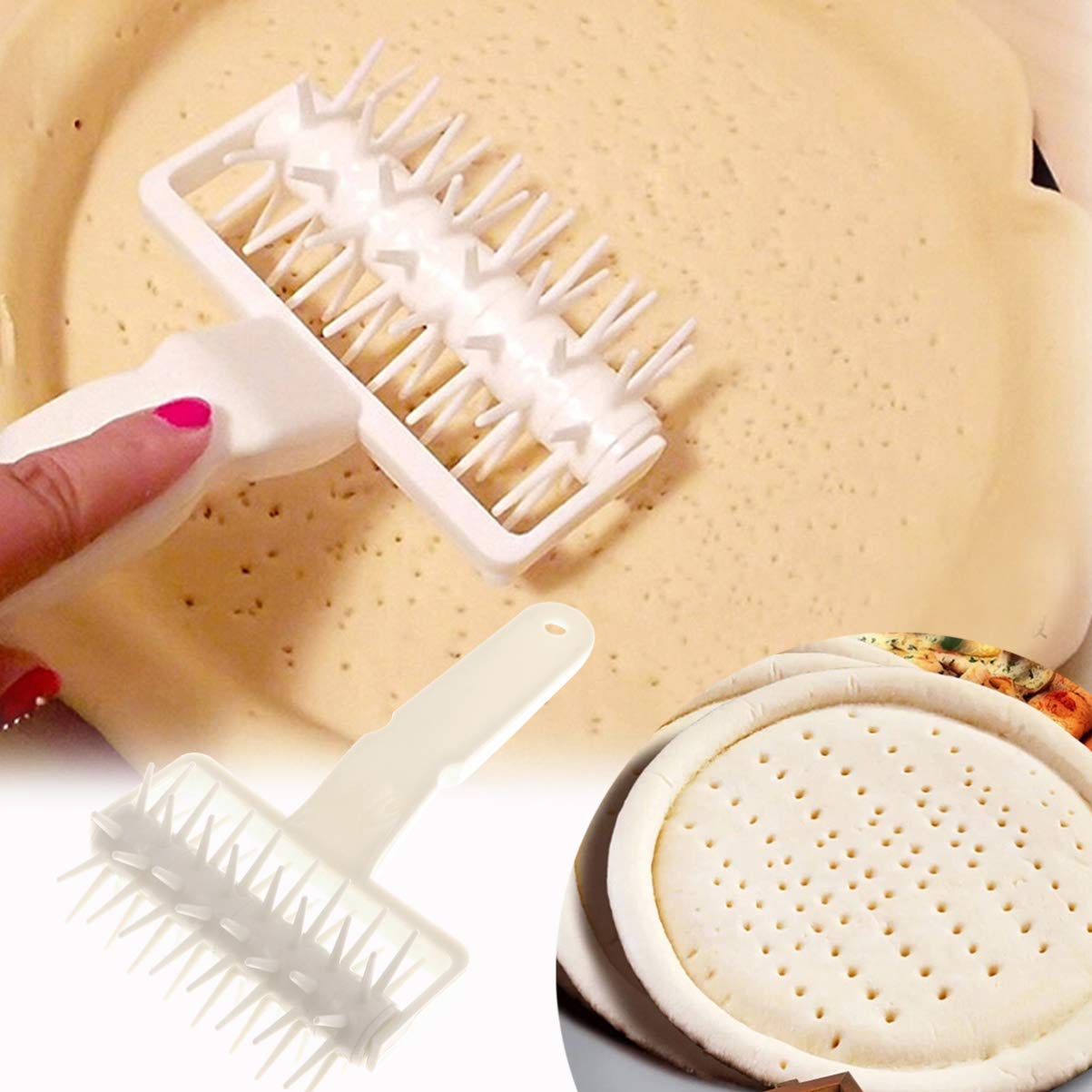 DOITOOL Pizza Dough Docker Roller - Professional Dough Punch Tool for Uniform Thin Crust Pizza, Prevents Air Bubbles in Challah Bread - Perfect for Home Baking, Restaurants, and Pizza Shops
