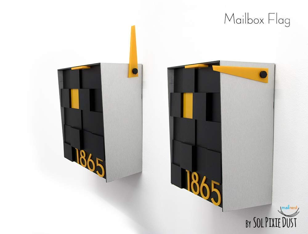 Modern Wall Mounted Mailbox with 3D Black Acrylic Face & Aluminum (ACP) Black Body - Orange Acrylic Numbers - Custom Postbox Letterbox - Perfect for Homes, Offices & Apartments