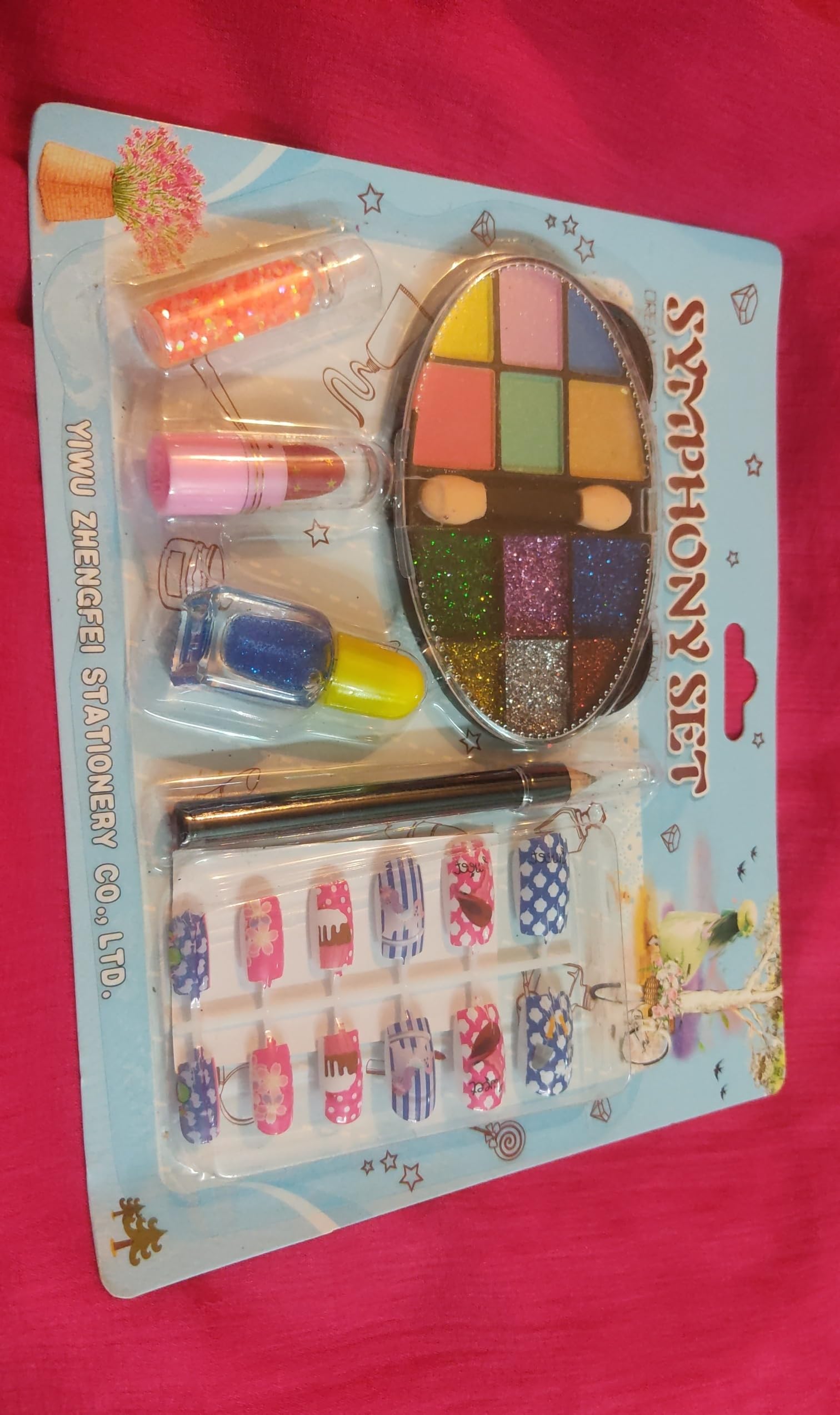12-Piece Nail Art Kit with False Nails, Eyeshadow, Glitter & Lipstick - Perfect DIY Manicure Set for Girls Birthday Gifts, Parties & Home Beauty Care
