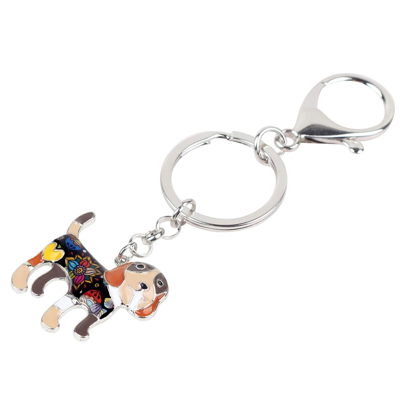 Sweet Beagle Dog Keychain - Enamel Metal Pet Charm for Keys & Bags