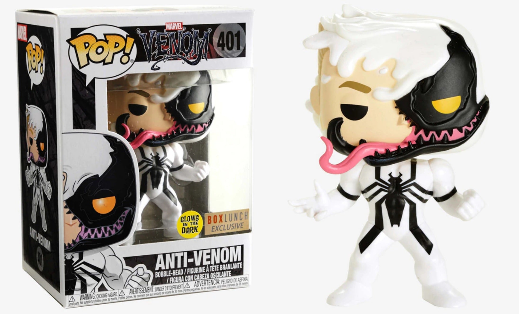 Funko Pop Marvel Anti-Venom Glow in The Dark Exclusive (BoxLunch 1st Edition) - Collectible Action Figure for Marvel Fans & Night Display