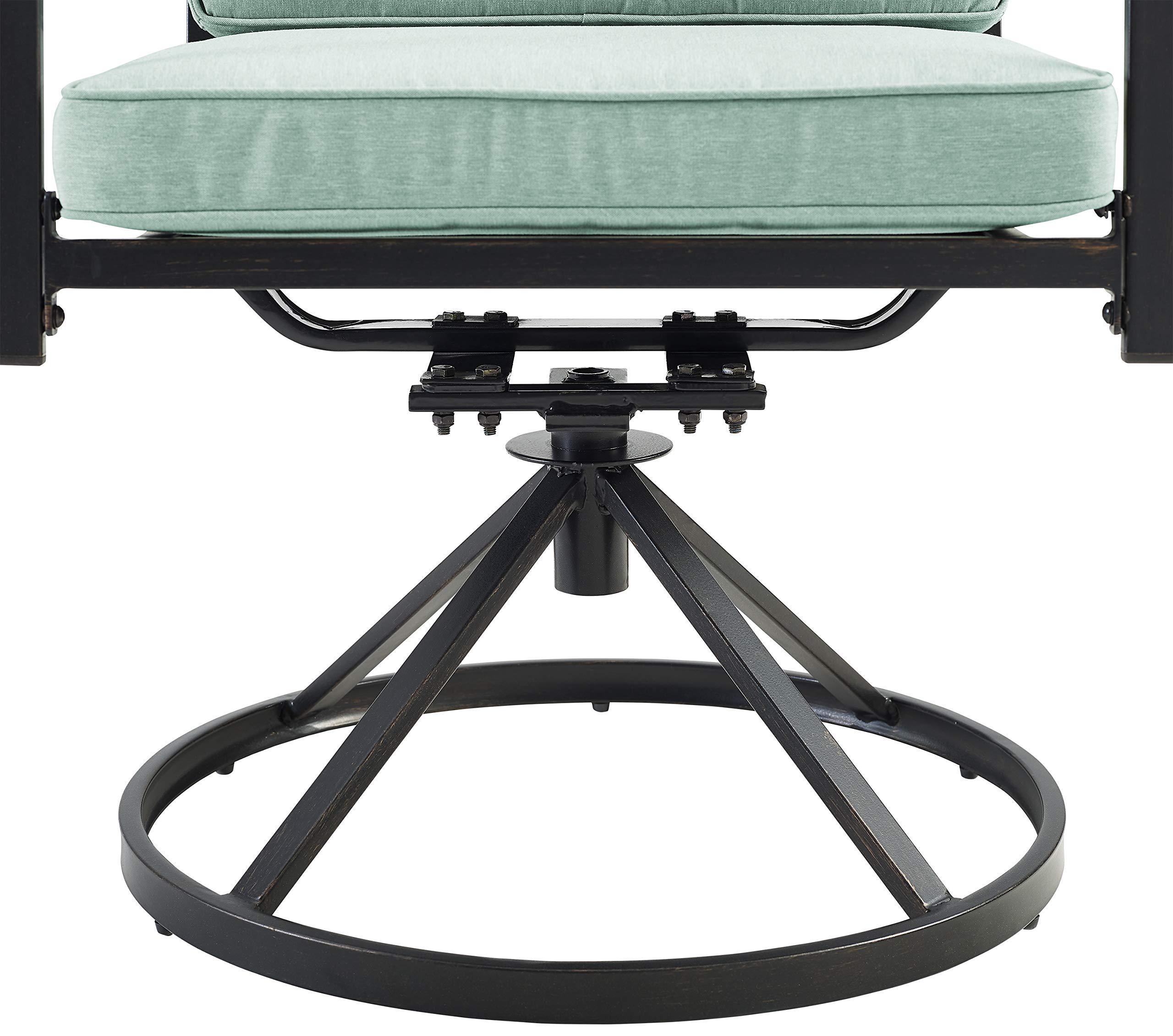 Crosley Furniture Kaplan 7-Piece Outdoor Dining Set for 6 - Patio Table and Chairs in Oiled Bronze with Mist Cushions - Perfect for Backyard, Deck, Garden, and Outdoor Entertaining