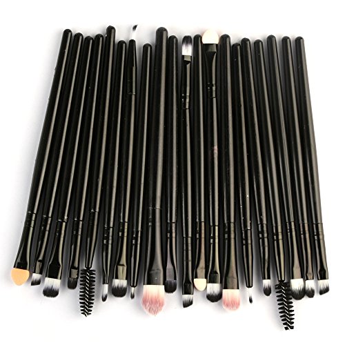 20-Piece Thin Makeup Brush Set - Soft Wool Cosmetic Brushes for Foundation, Eyeshadow & Contouring - Professional Makeup Kit for Daily Beauty & Travel (Black, One Size)