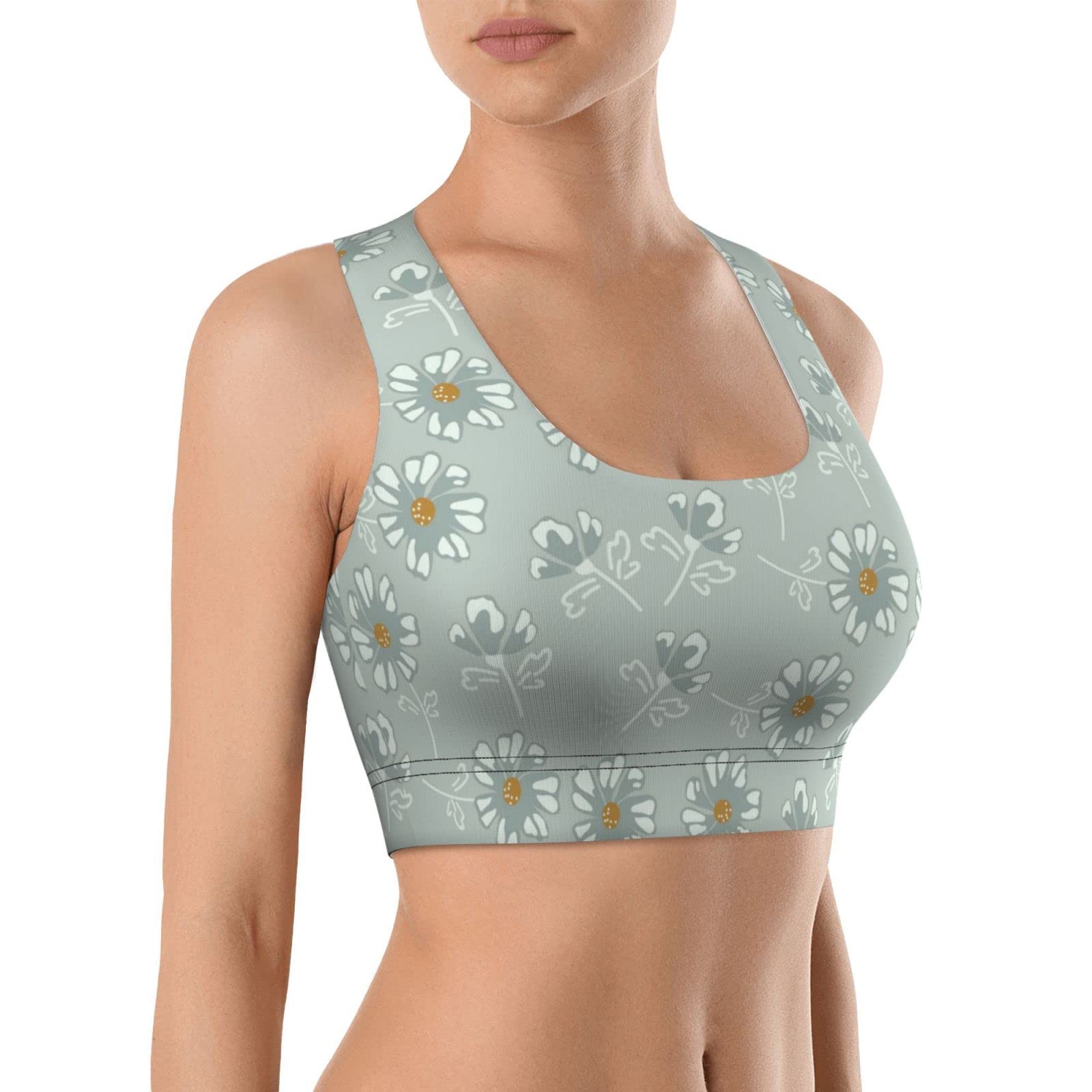 Flowers Women's Light Support Sports Bra with Removable Pads - Breathable Workout Bra for Yoga, Running & Gym - Comfortable Activewear for Fitness & Training