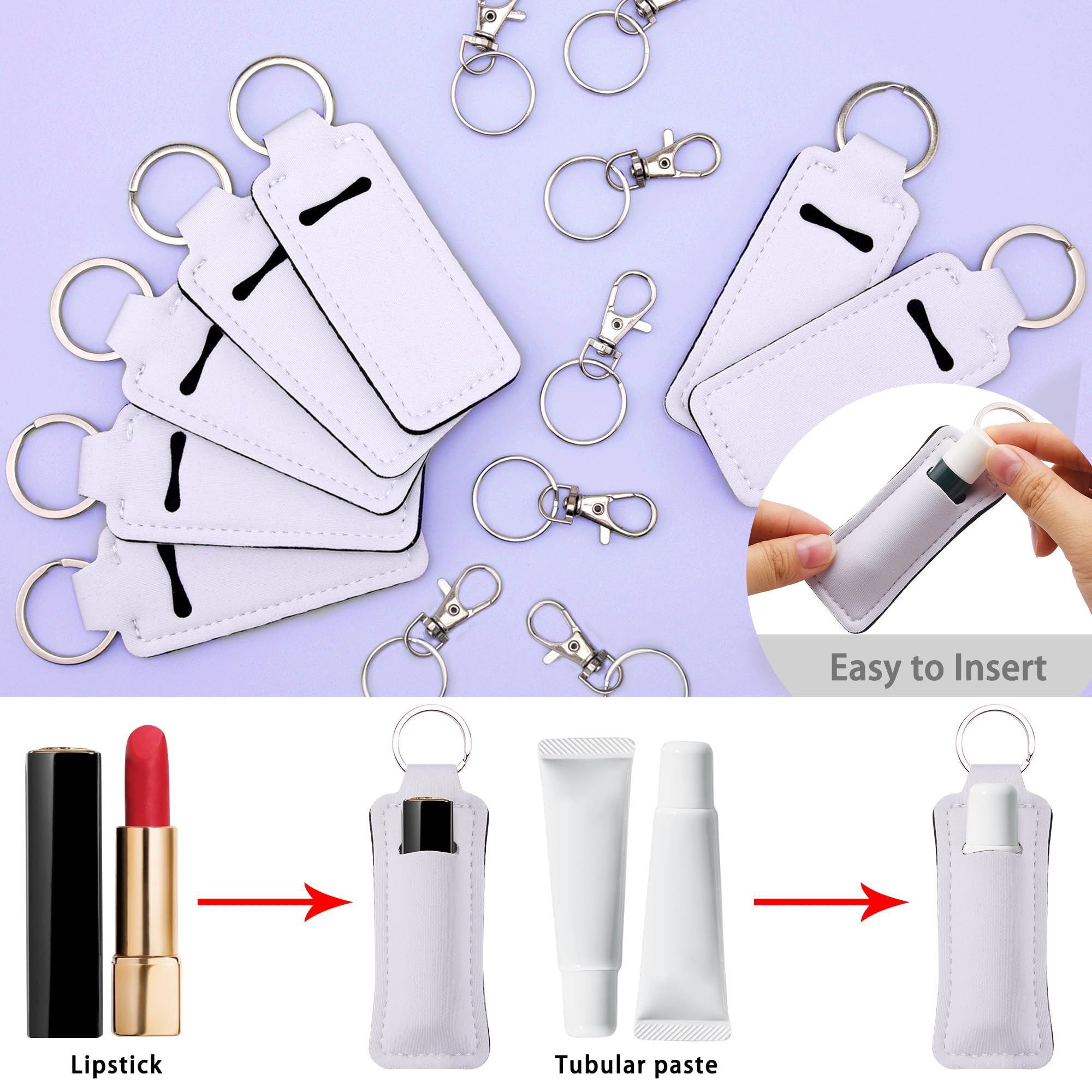 Duufin 20-Piece Chapstick Keychain Holder Set - Lip Balm & Lipstick Organizer with Metal Clip Cords for Purse, Backpack, Gym Bag - Perfect for Travel, School, and Daily Essentials Organization