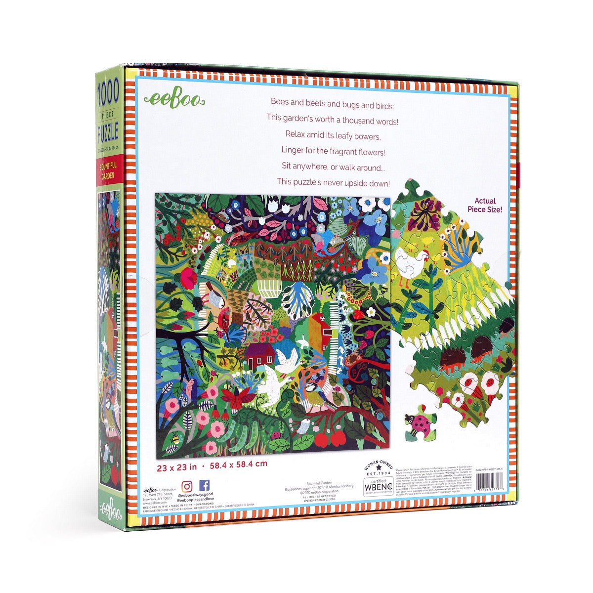 eeBoo Bountiful Garden 1000 Piece Jigsaw Puzzle for Adults & Families - Beautiful Floral Landscape Art for Home Decor, Game Night & Relaxation