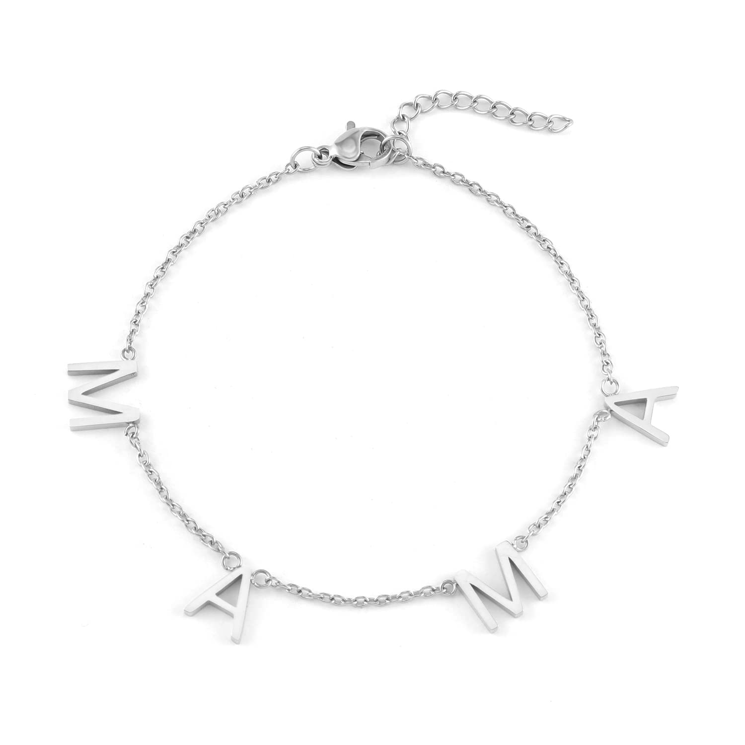 POSHFEEL Stainless Steel Mama Charm Bracelet - Elegant Letter Bracelet for Mom, Perfect Mother's Day & Birthday Gift - Ideal for Everyday Wear & Special Occasions