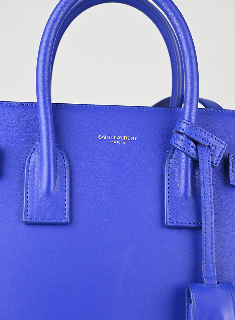 Saint Laurent Sac de Jour Baby Blue Leather Handbag - Luxury Designer Tote Bag for Women, Perfect for Work, Travel & Everyday Use
