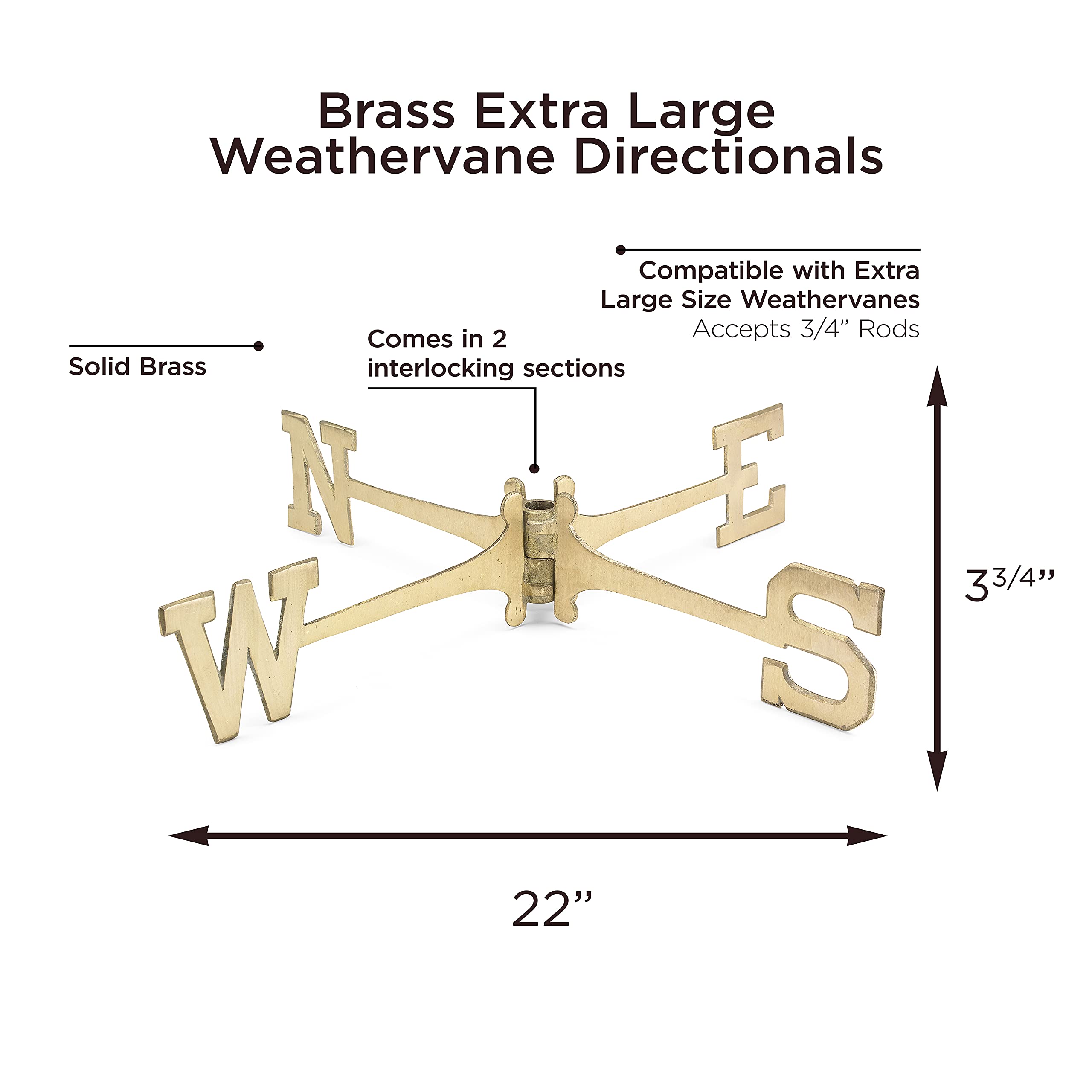 Good Directions 302PL Brass Weathervane Mounts & Accessories - Durable Outdoor Decor for Roofs, Barns & Garden Structures