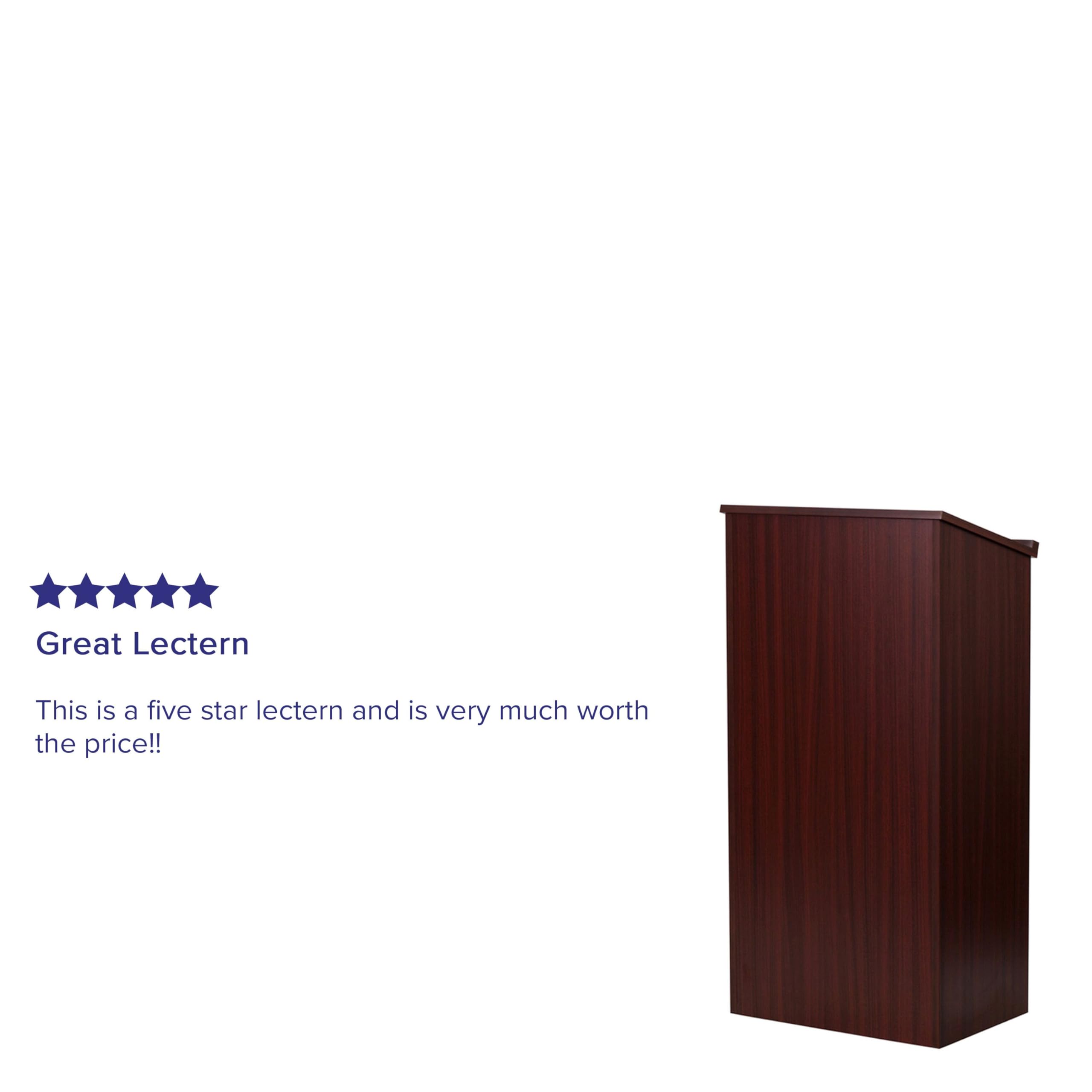 Flash Furniture Mysta Mahogany Stand-Up Lectern - Adjustable Height Podium for Public Speaking, Church, Classroom & Conference Presentations