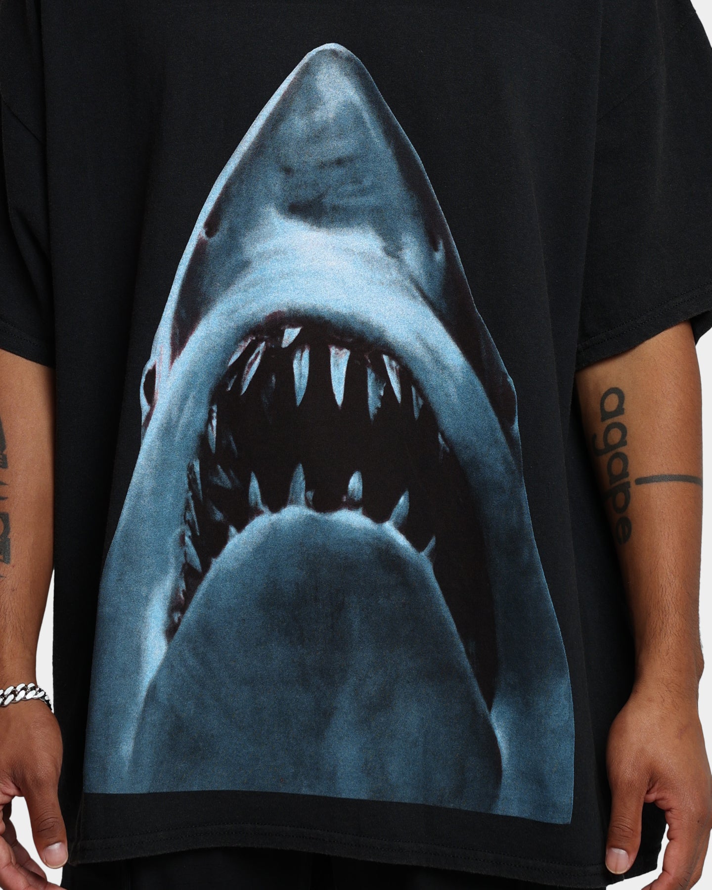 American Thrift X Jaws Vintage T-Shirt - Black Wash Distressed Tee | 80s Retro Movie Merchandise | Perfect for Casual Wear, Halloween Costumes & Pop Culture Fans