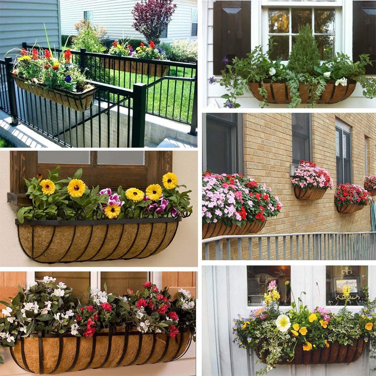 2 Pack 24 Inch Trough Coco Liners - Replaceable Coconut Fiber Liners for Window Box Planters, Fence Flower Baskets - Perfect for Outdoor Gardening & Home Decor