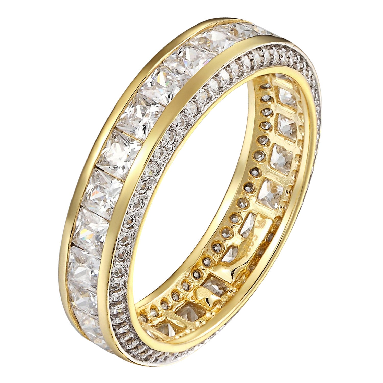 Princess Cut Cubic Zirconia Eternity Wedding Band Ring for Women - Elegant Engagement & Anniversary Jewelry Gift for Brides, Wives, and Fiancées - Perfect for Proposals, Weddings, and Special Occasions