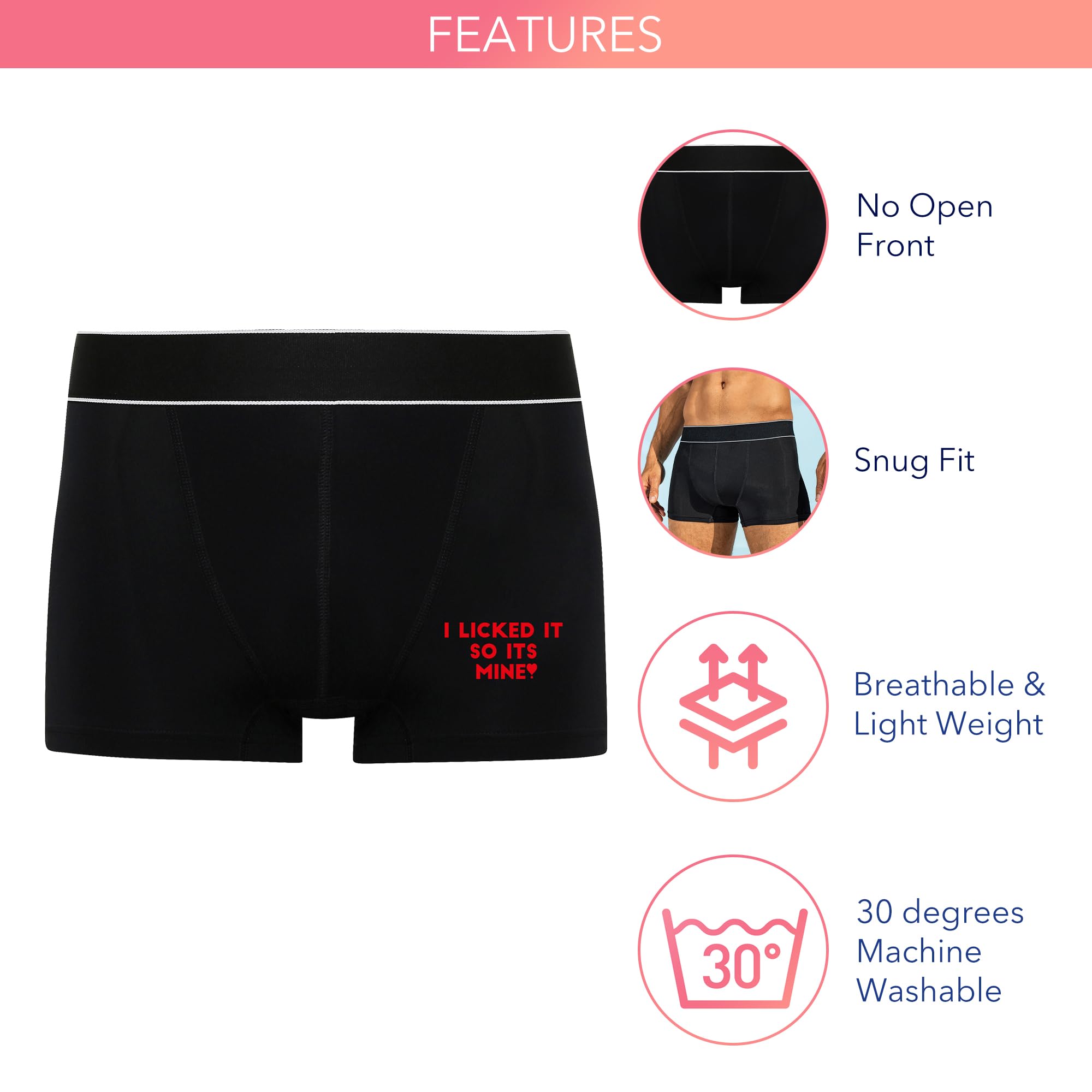 Personalized Valentine's Day Boxer Shorts for Men - Funny Printed Underwear with Custom Text 'I Licked It' - Romantic Gift for Boyfriend, Husband - Perfect for Valentine's Gifts, Anniversary Presents & Couple Surprises