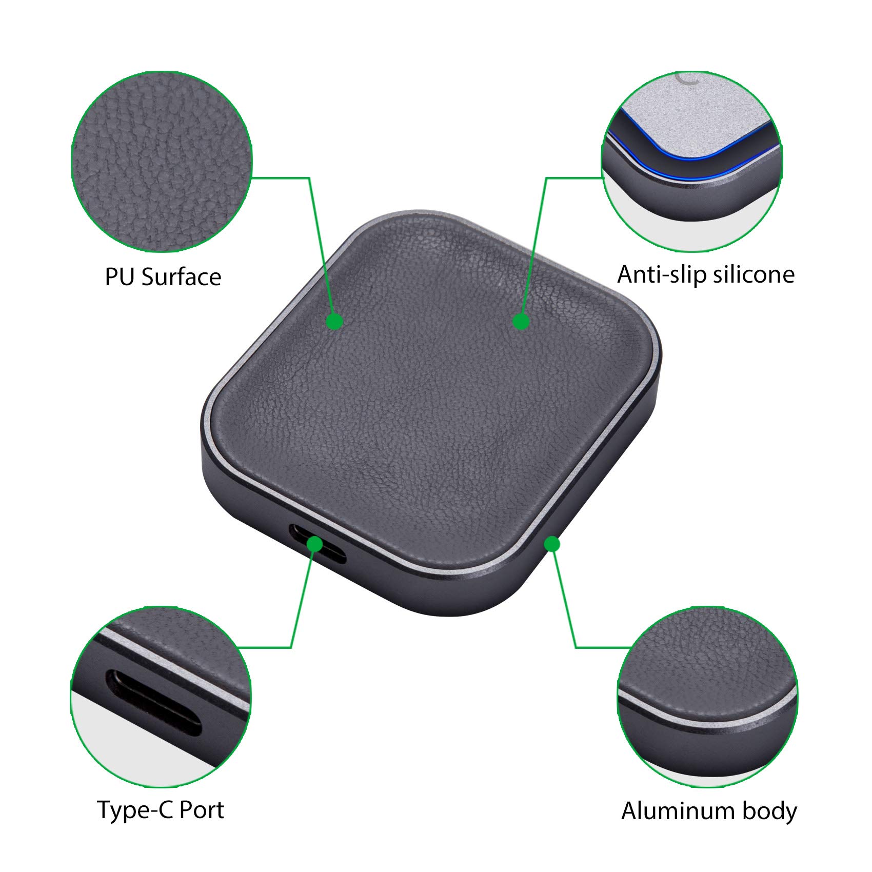 Wireless Charger for AirPods Pro 2nd Gen/4/3/2 with Active Noise Cancellation - Fast Charging Station for Apple AirPods (Grey) | Perfect for Home, Office & Travel Use