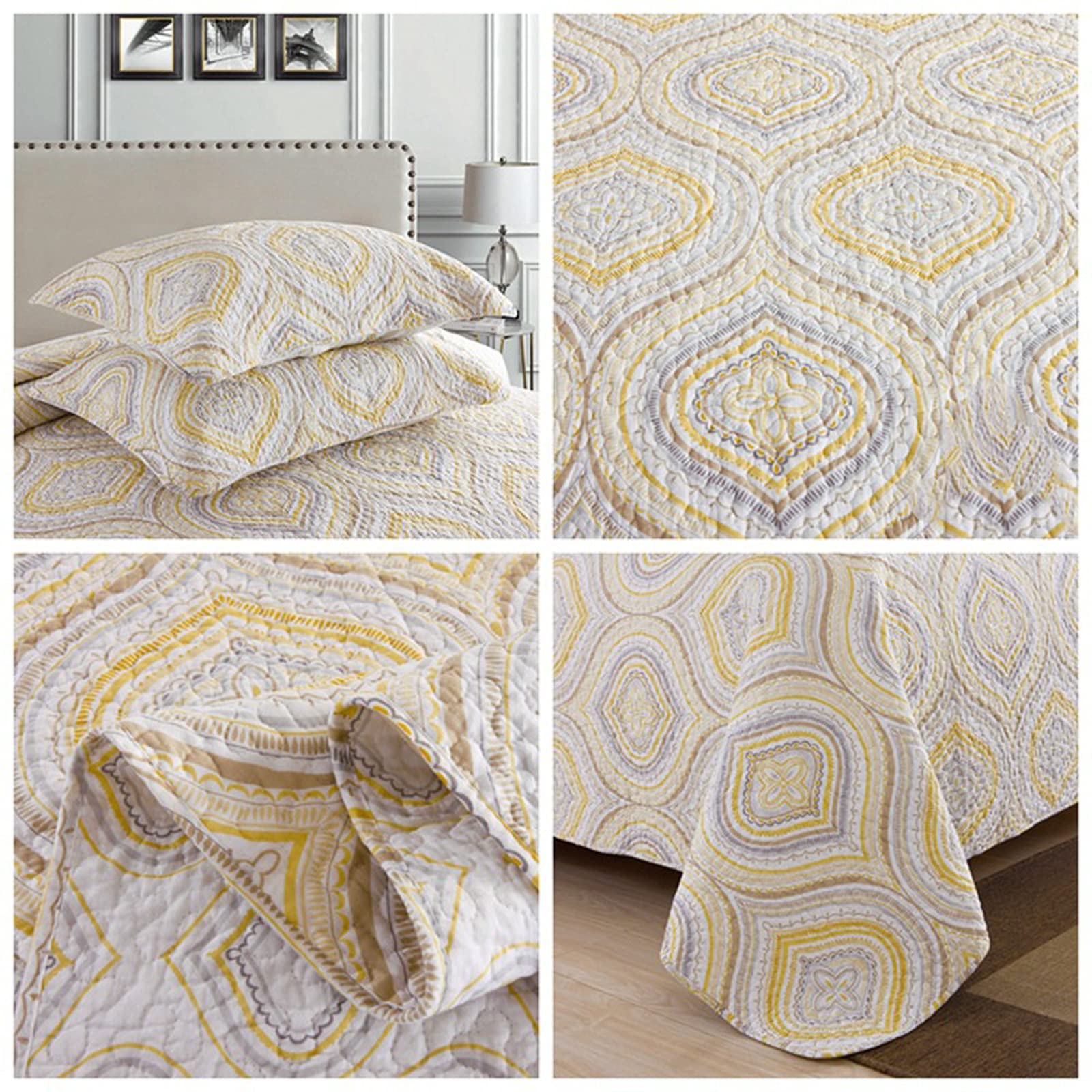 Queen Size Quilt Sets with Matching Curtains & Bedspreads - 3-Piece Bedding Set Includes Coverlet and 2 Pillowcases (Twin Option Available) - Perfect for Master Bedroom, Guest Room, or Dorm Decor