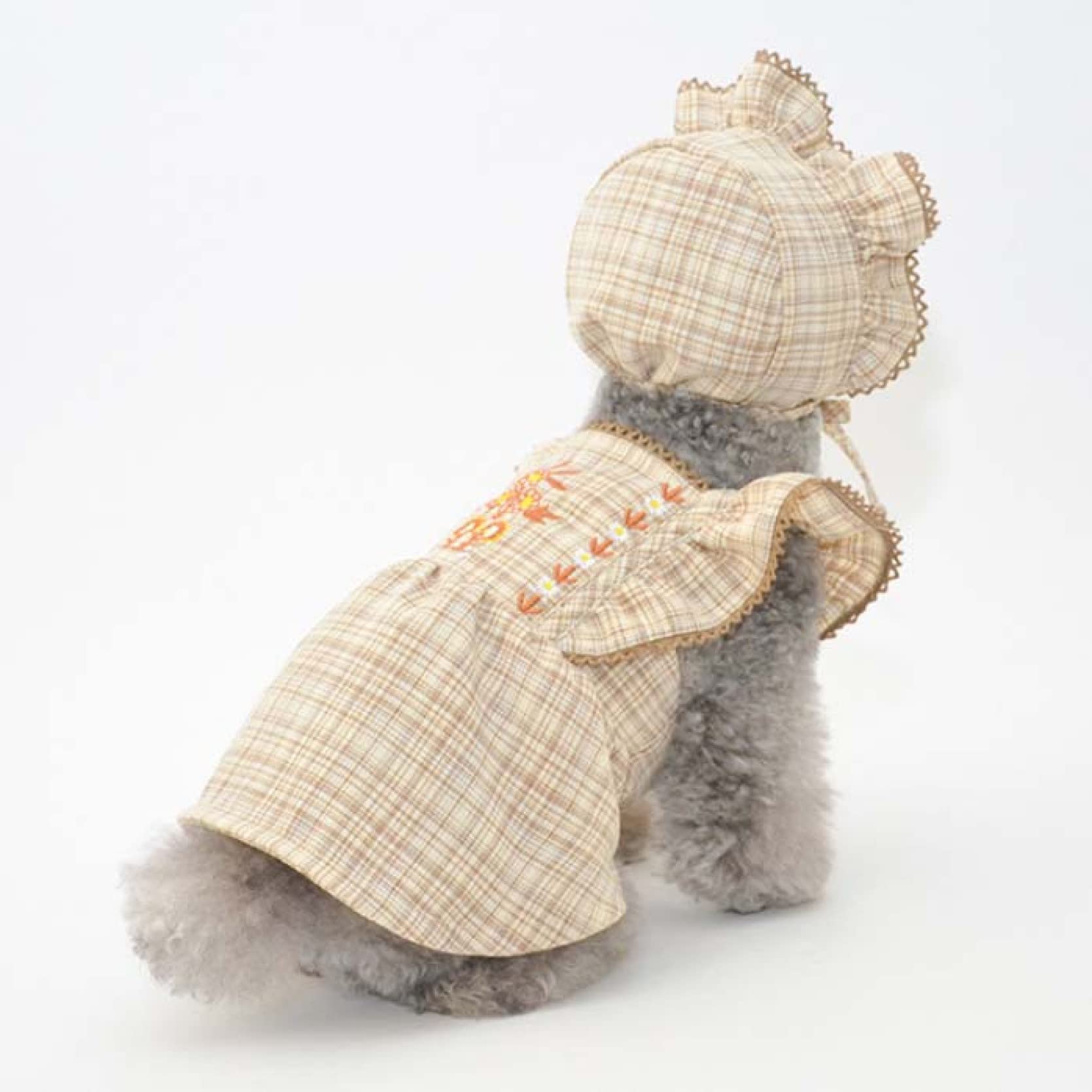 Breathable Plaid Sleeveless Dog Dress with Hat - Summer Pet Costume for Small Dogs & Cats | Perfect for Outdoor Walks, Pet Parties & Photo Shoots