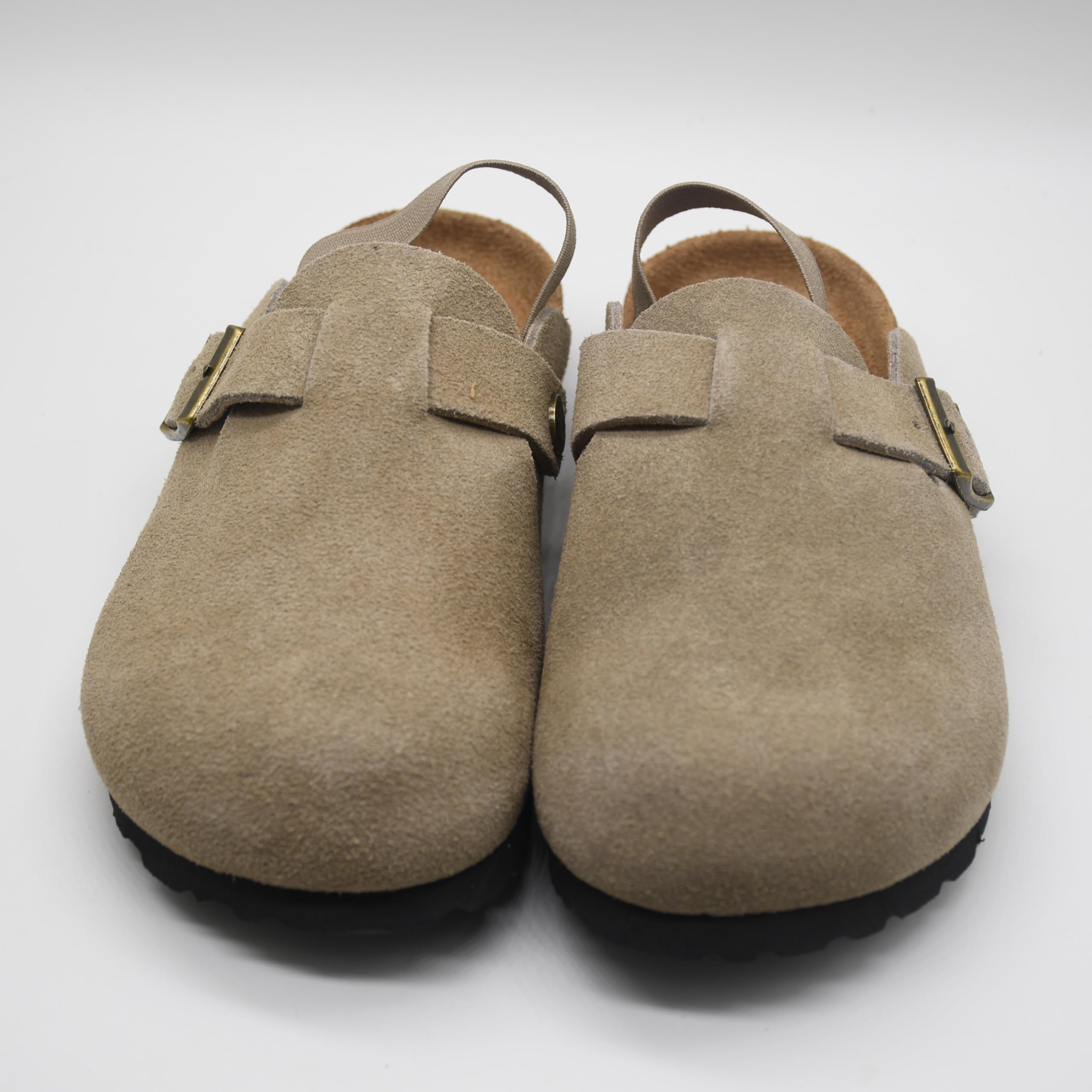 Kids Suede Clogs for Toddlers - Adjustable Buckle Mules Sandals for Boys & Girls | Soft Cork Sole Flat Shoes | Perfect for Indoor Play, Preschool & Beach Outings (Black)