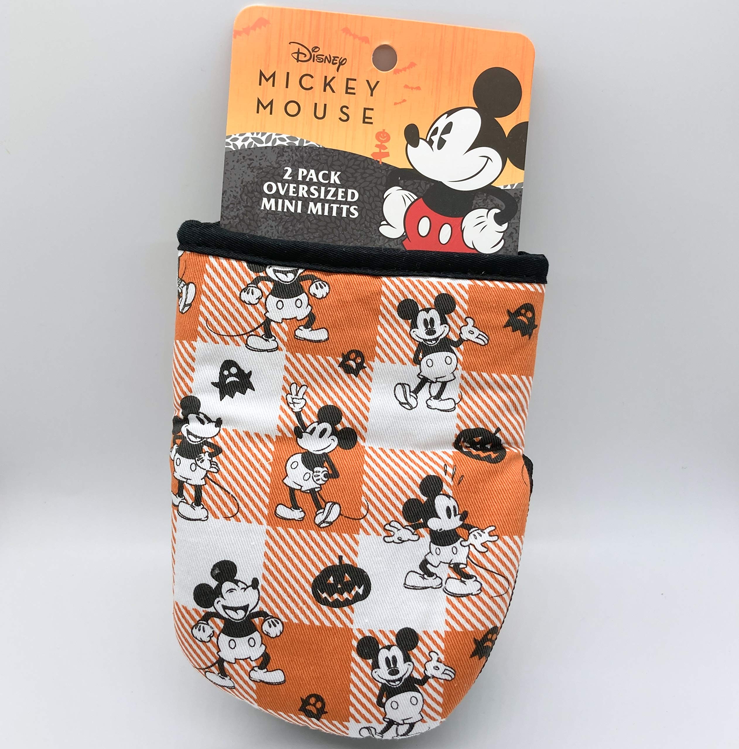 Disney Mickey Mouse 2-Pack Oversized Mini Kitchen Oven Mitts - Heat Resistant Orange Gloves for Baking, Cooking & Grilling - Perfect for Disney Fans & Home Chefs