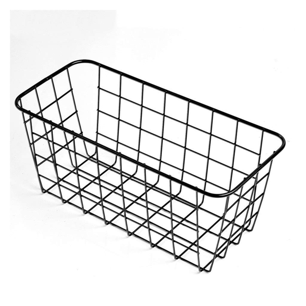 Black Wrought Iron Wall Hanging Rack - Bathroom & Kitchen Storage Organizer for Spices, Toiletries | Space-Saving Rectangular Shelf, Desktop Storage Basket | Perfect for Small Spaces, Apartment Living