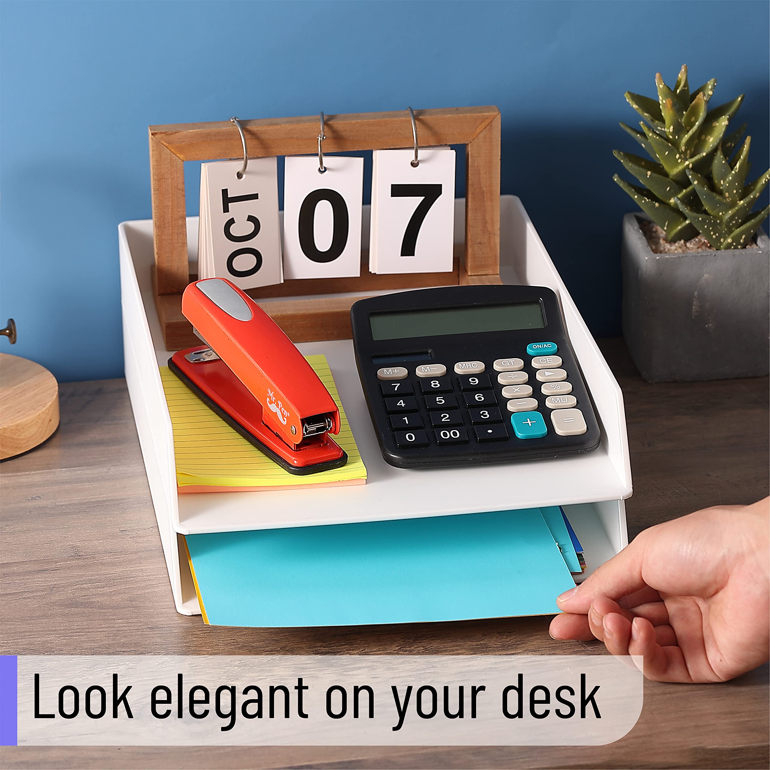 Mr. Pen - 2-Pack White Plastic Letter Tray Desk Organizer, File & Paper Holder for Office, Home, School - Perfect for Mail Sorting, Document Storage, and Workspace Organization