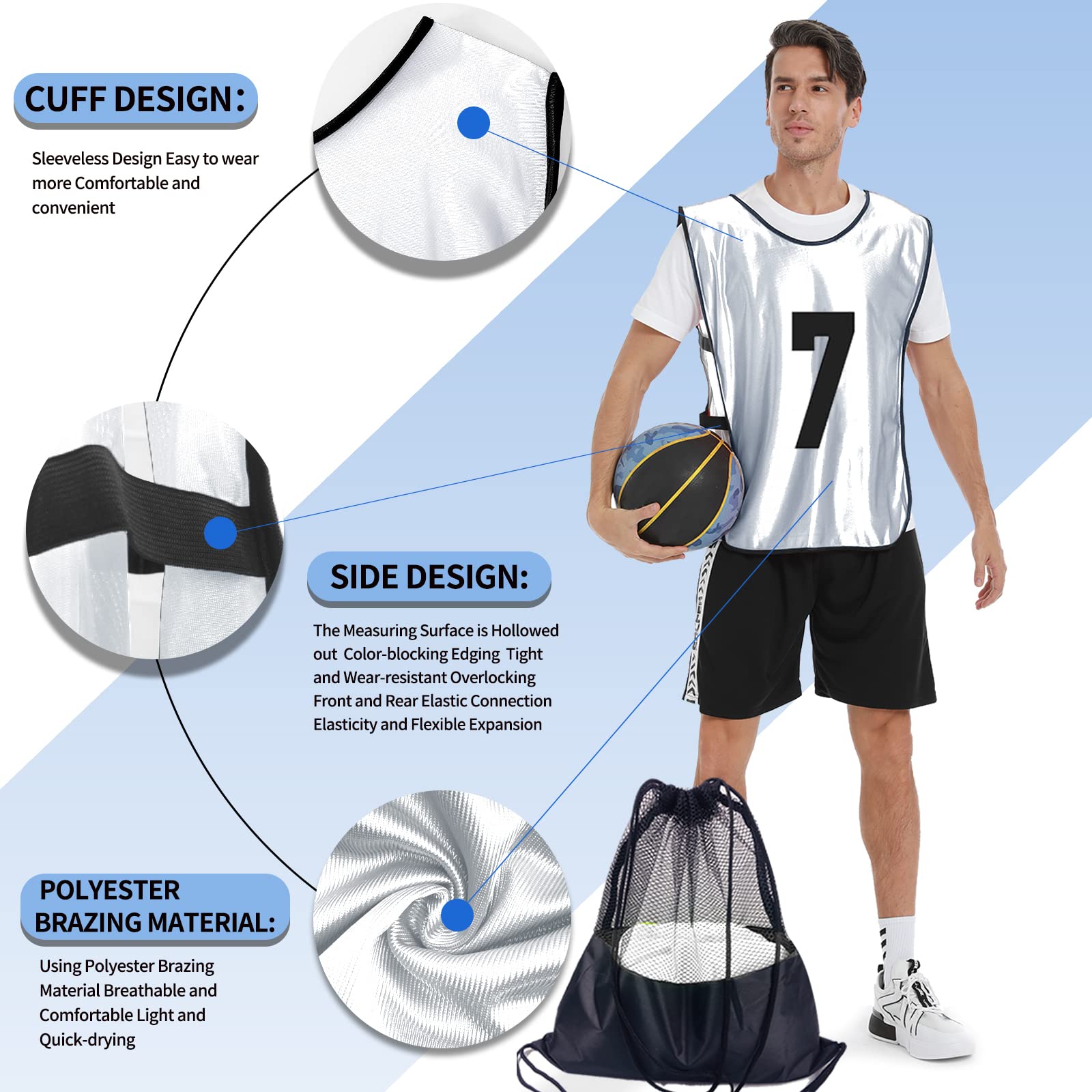 Scrimmage Training Vest - 12 Pack Reversible Soccer Pinnies for Adults & Youth - Numbered Practice Bibs for Team Sports - Perfect for Soccer, Basketball & Football Drills
