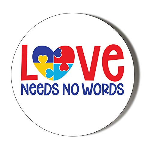 Autism Awareness Handheld Mirror - Love Needs No Words Puzzle Design 58mm - Perfect for Sensory Therapy, Gifts & Home Decor