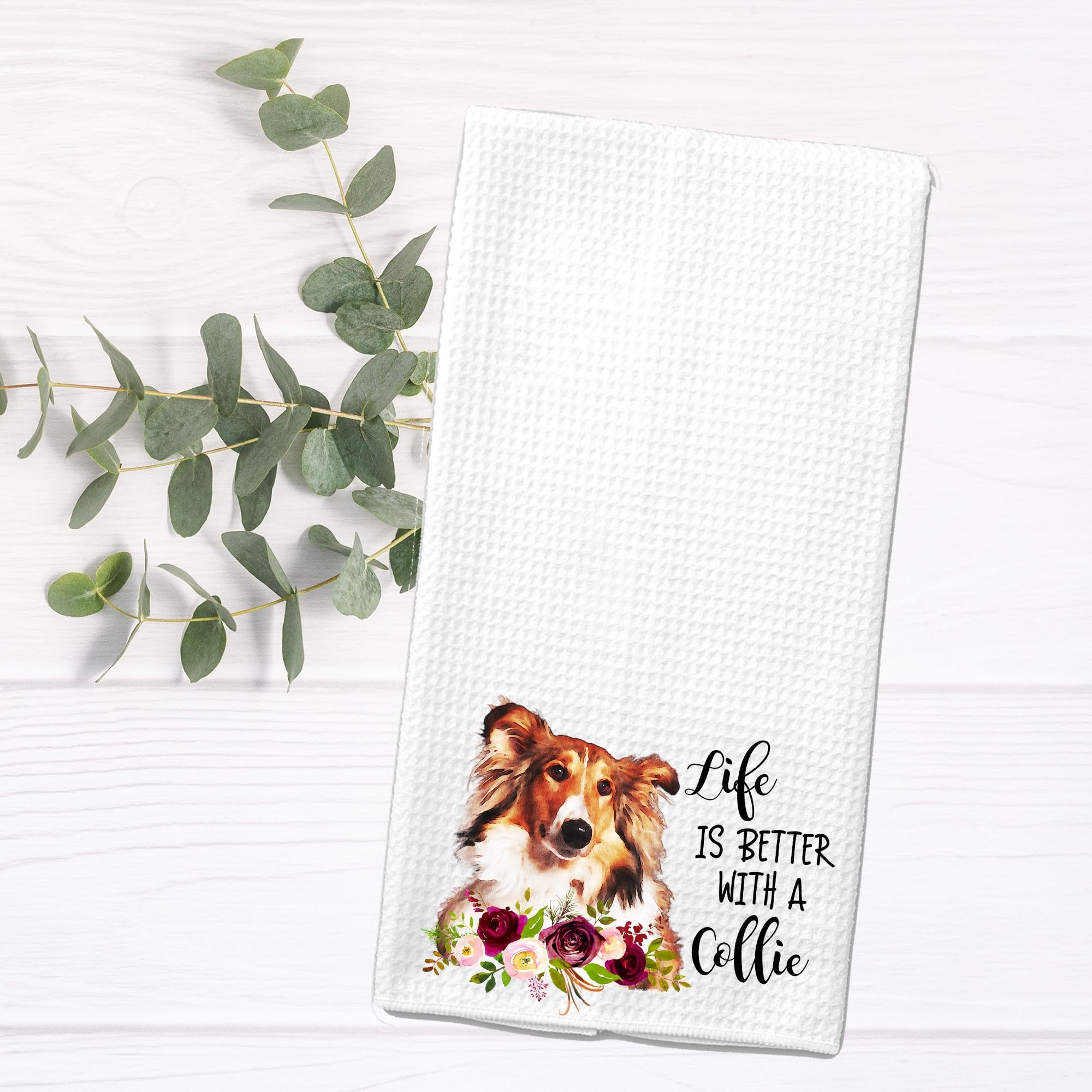 Premium Collie Waffle Microfiber Kitchen Towels - Absorbent & Quick-Drying Dog Themed Tea Towels for Animal Lovers - Perfect for Cooking, Baking & Home Decor Gifts