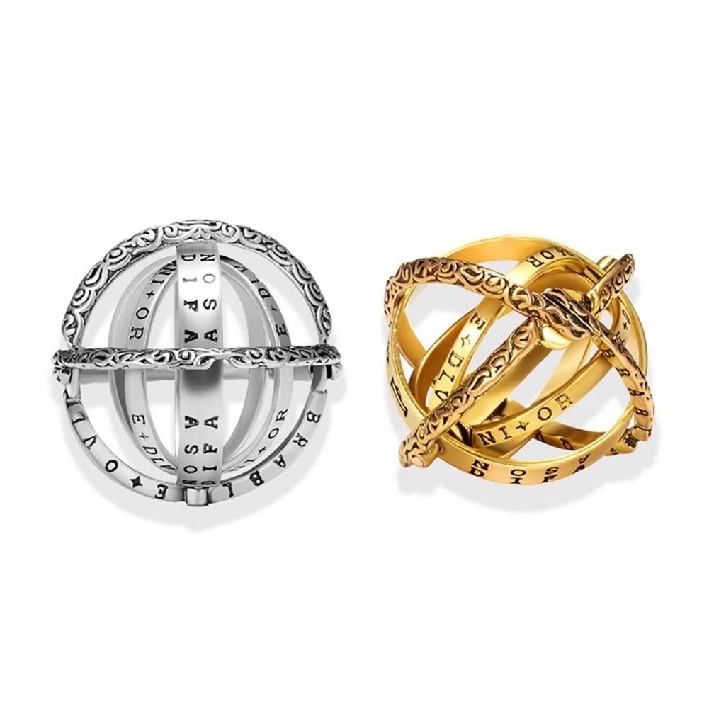 Armillary Sphere Ring for Men & Women - Adjustable Cosmic Jewelry for Couples (Size 5-12) - Perfect for Astronomy Lovers, Wedding Bands & Unique Romantic Gifts