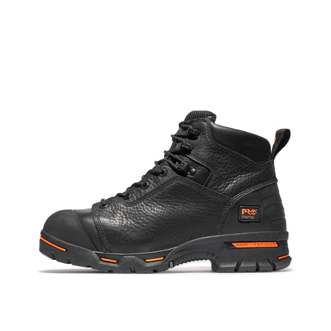 Endurance 6 Inch Steel Toe Waterproof Work Boots for Men - Black Safety Shoes for Construction, Warehouse & Outdoor Work
