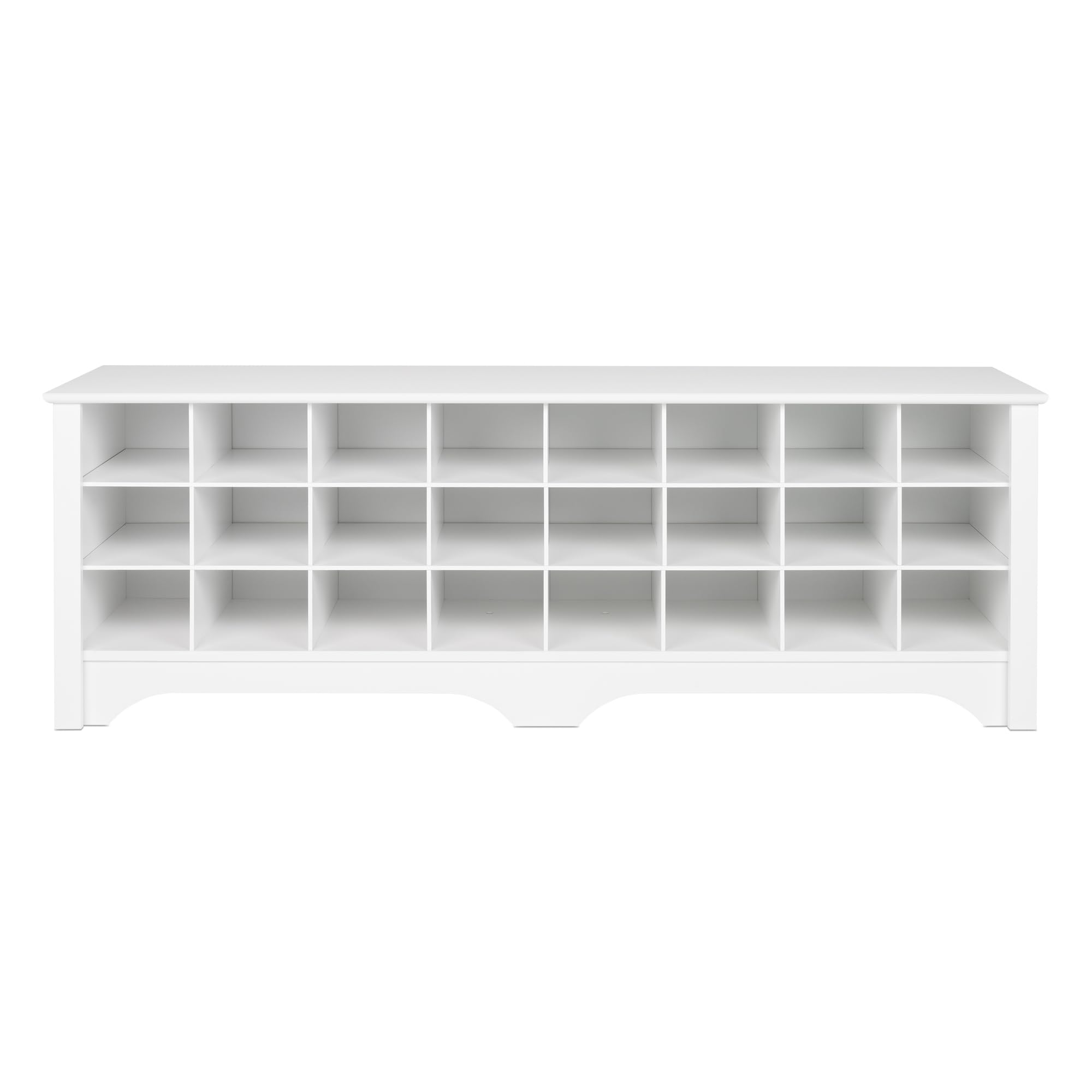 White Hall Bench with Storage - 24-Shoe Cubby Entryway Bench, 15.5