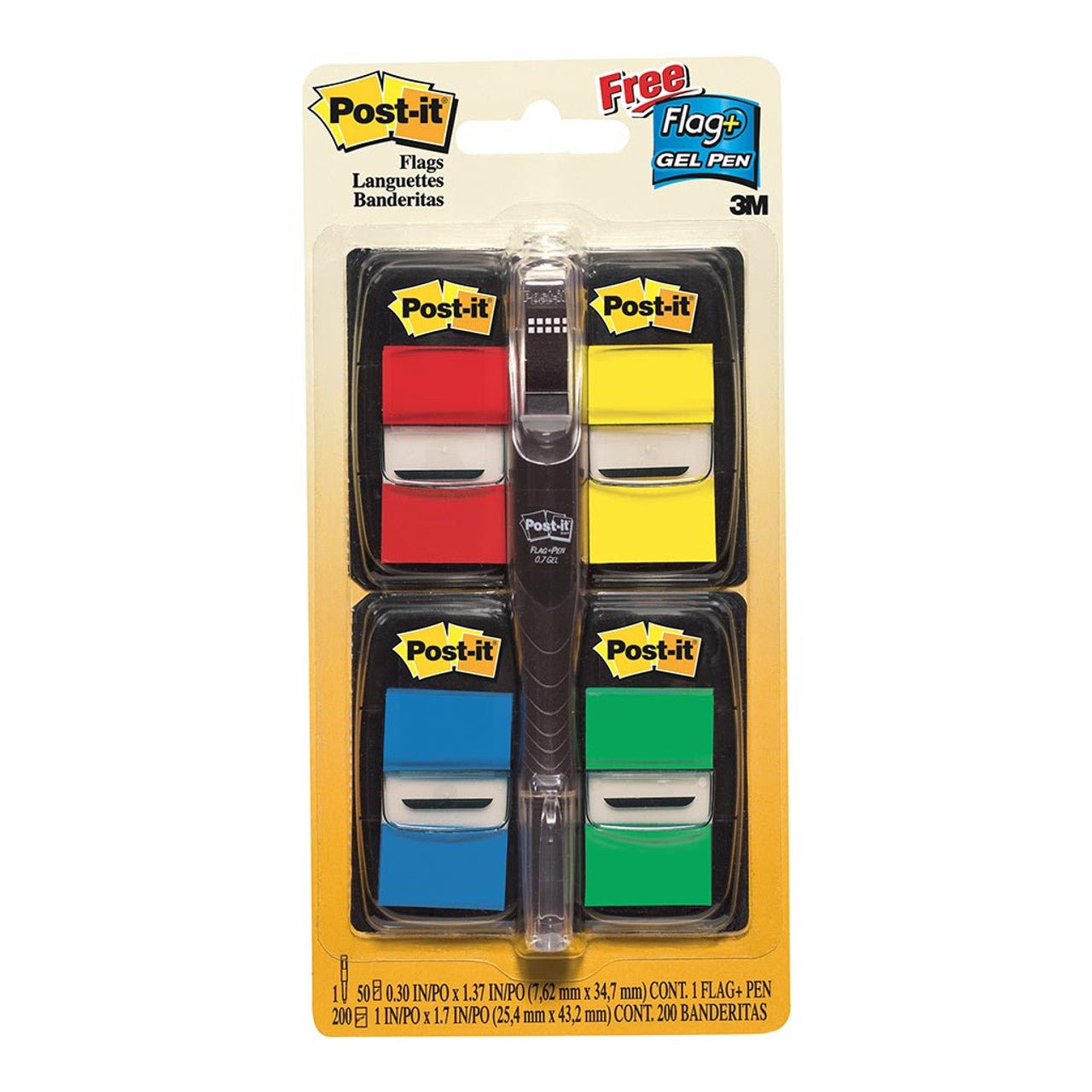 3M Sticky Post It Flags Value Pack with Flag Pen (680 RYBGVA) - 680 Colorful Page Markers for Books, Files & Office Organization - Perfect for Study, Note Taking & Document Indexing