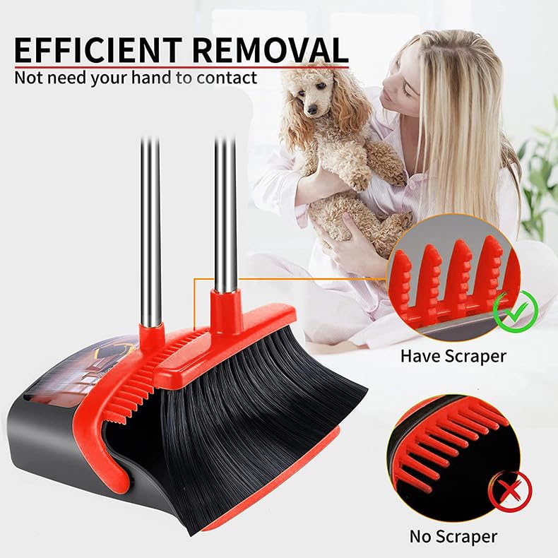 Upgraded Broom and Dustpan Set with 52