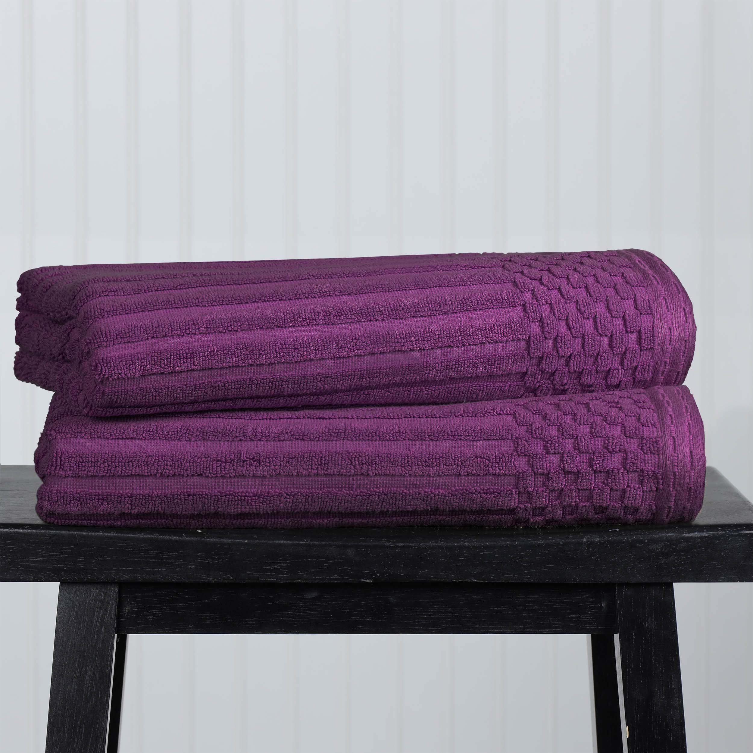 Premium Cotton Ribbed Textured Bath Towel Set - Ultra Absorbent 2-Piece Towel Collection for Spa, Bath & Luxury Home Use