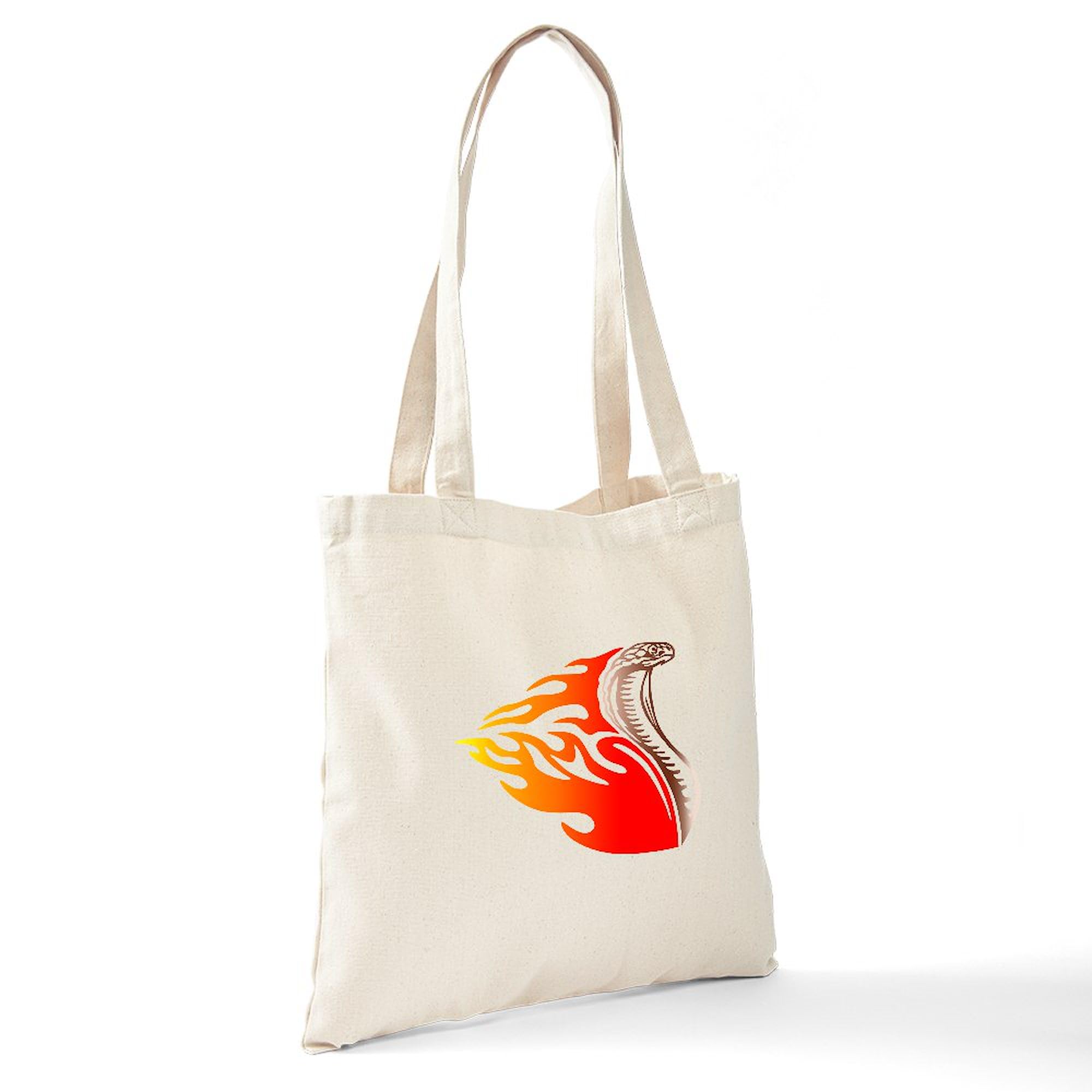 Cobra Flames Tribal Design Tote Bag - Natural Canvas Reusable Shopping Bag for Groceries, Beach, Gym & Daily Use | Eco-Friendly Cotton Tote | CafePress